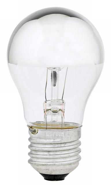 60 Watt Half Chrome Mirrored A15 Light Bulb - #35075 | Lamps Plus