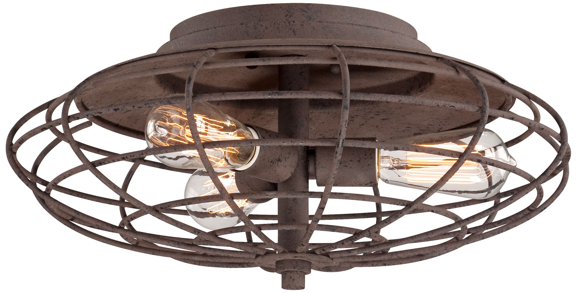 Industrial Cage Dark Rust 18 1/2"W LED Ceiling Light Fixture 35F25