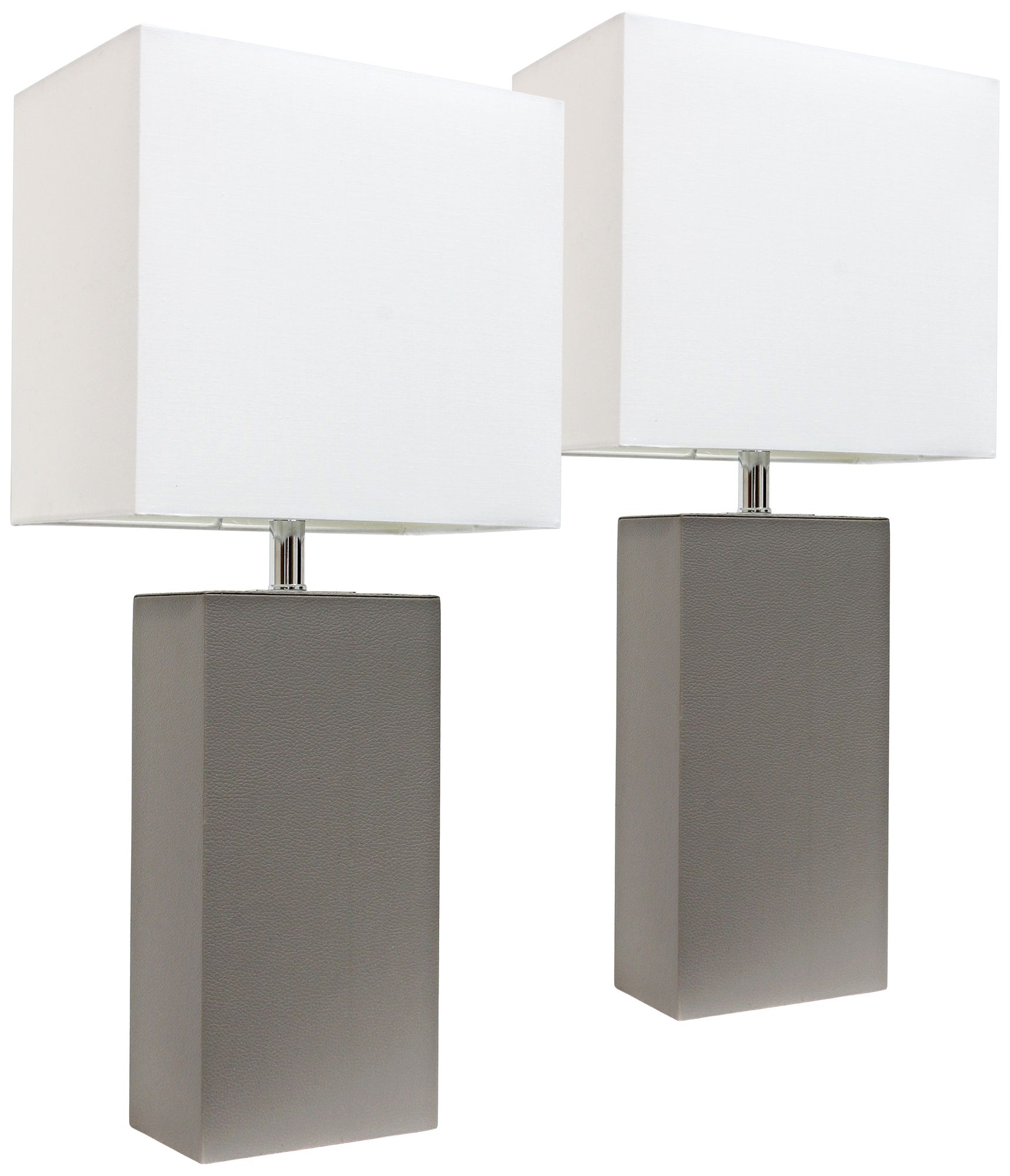 Albers Gray Leather Modern Accent Table Lamps Set of 2 35V96 Lamps Plus