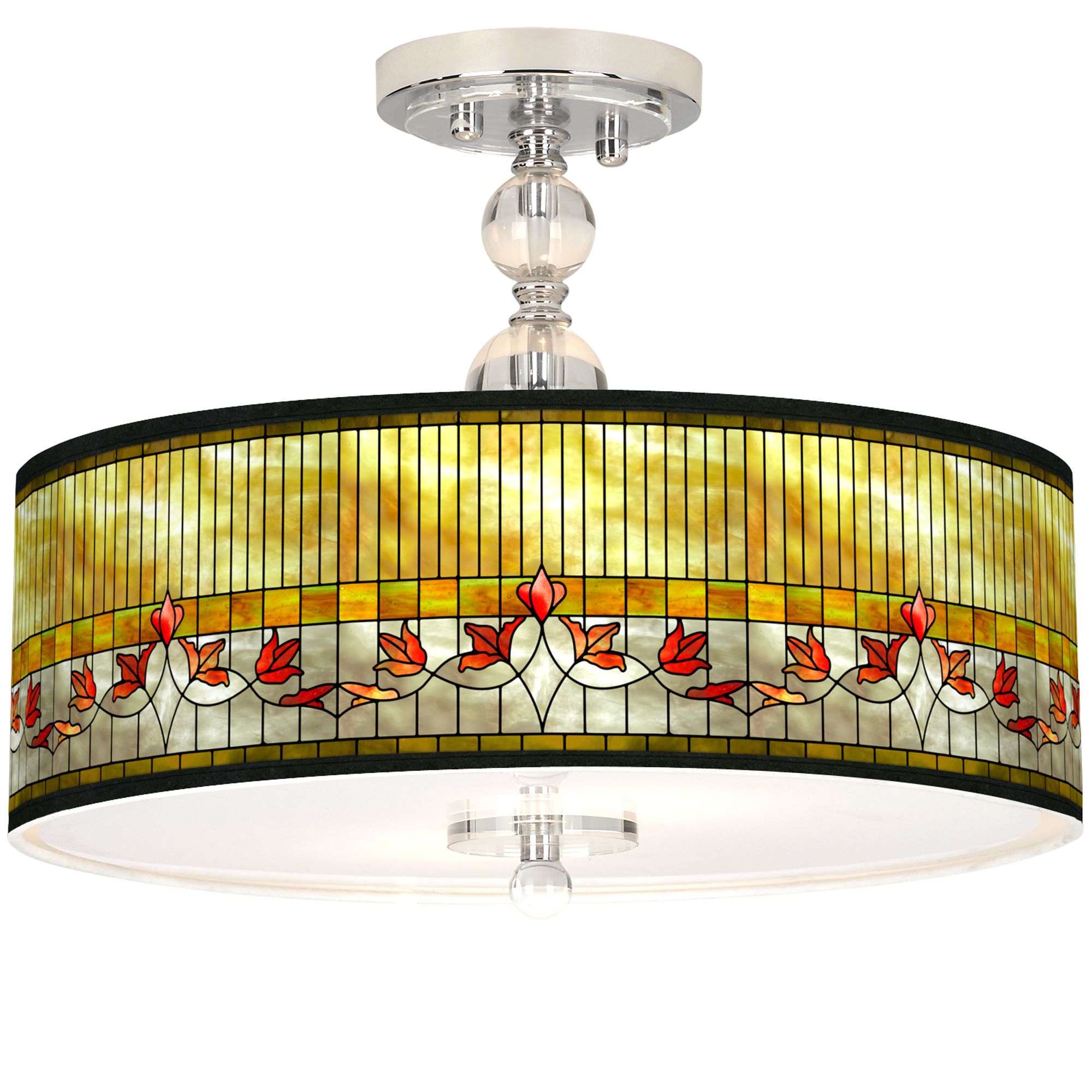 TiffanyStyle Lily Giclee 16" Wide SemiFlush Ceiling Light 37G94