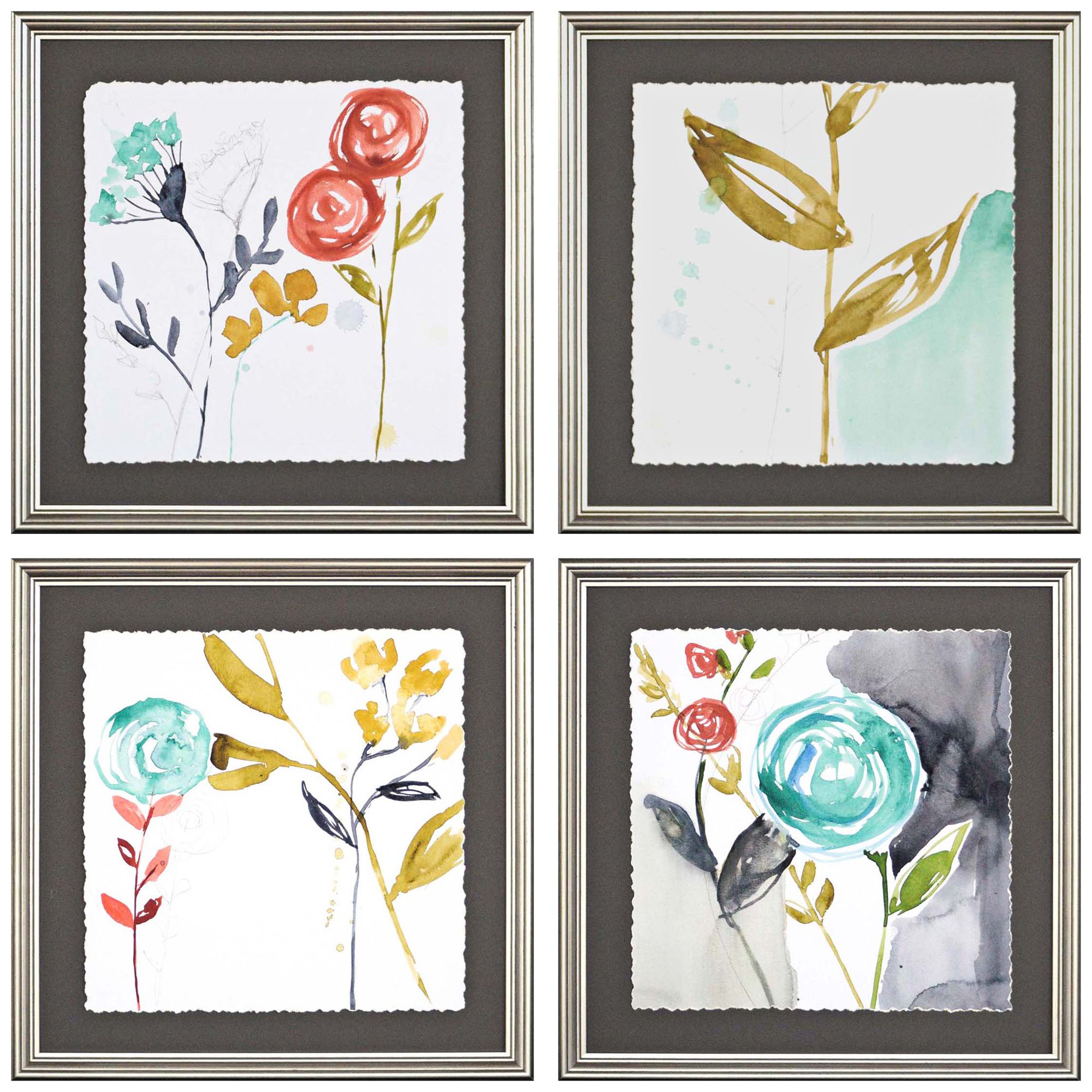 Whimsy I 17" Square 4Piece Framed Giclee Wall Art Set 37M28 Lamps