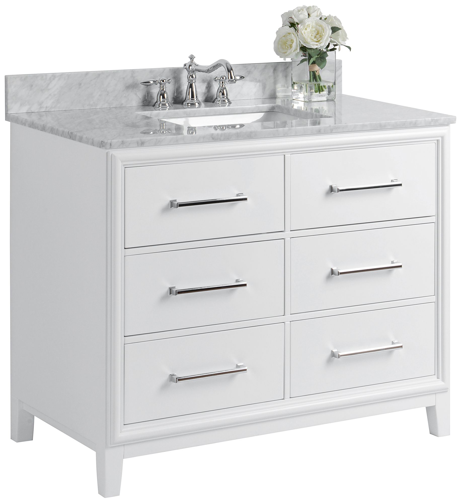 Ellie 42" White 6Drawer Single Sink Vanity Set 37W22 Lamps Plus