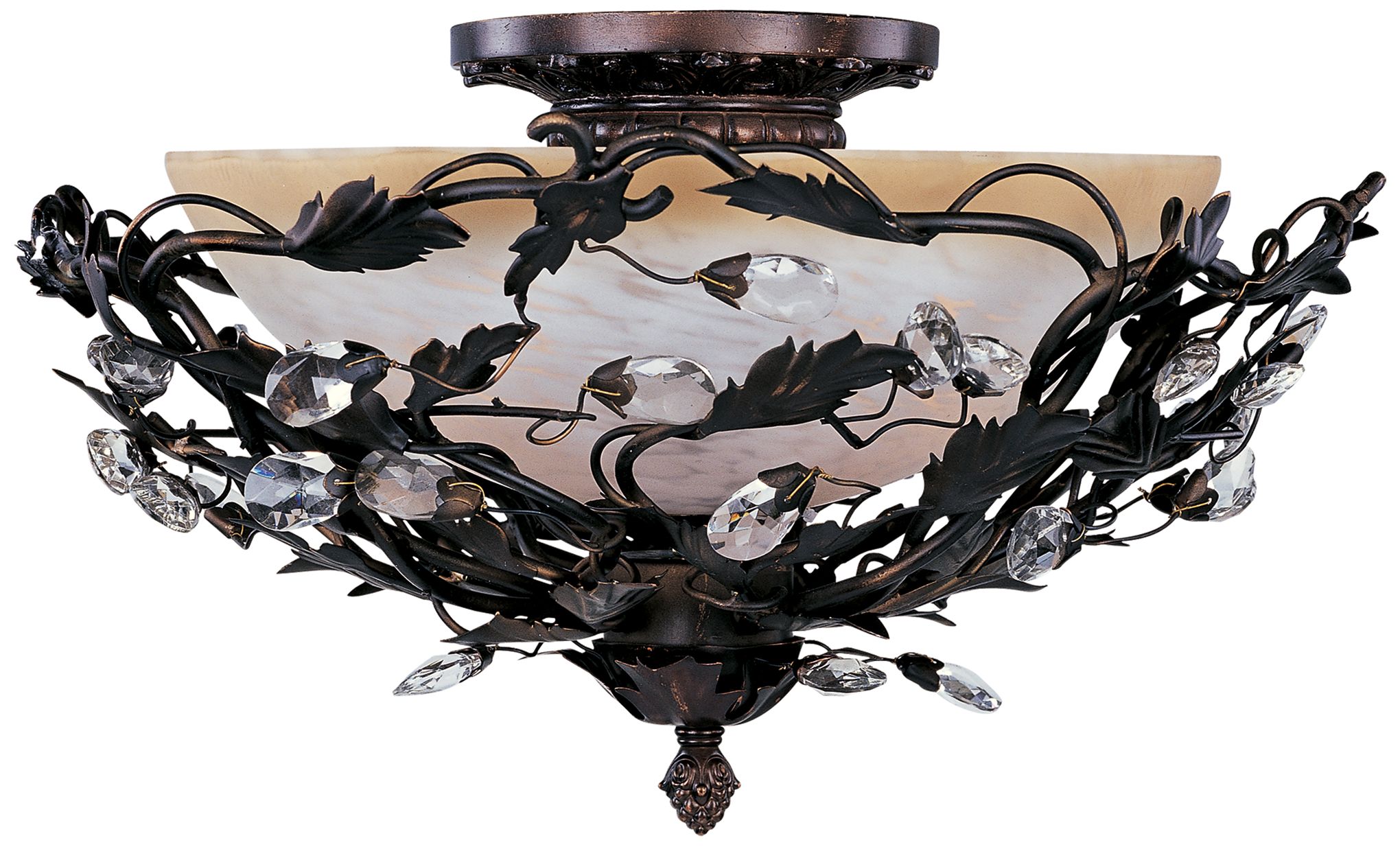 Vine and Crystal Droplets 16 1/2" Wide Ceiling Light Fixture 39443