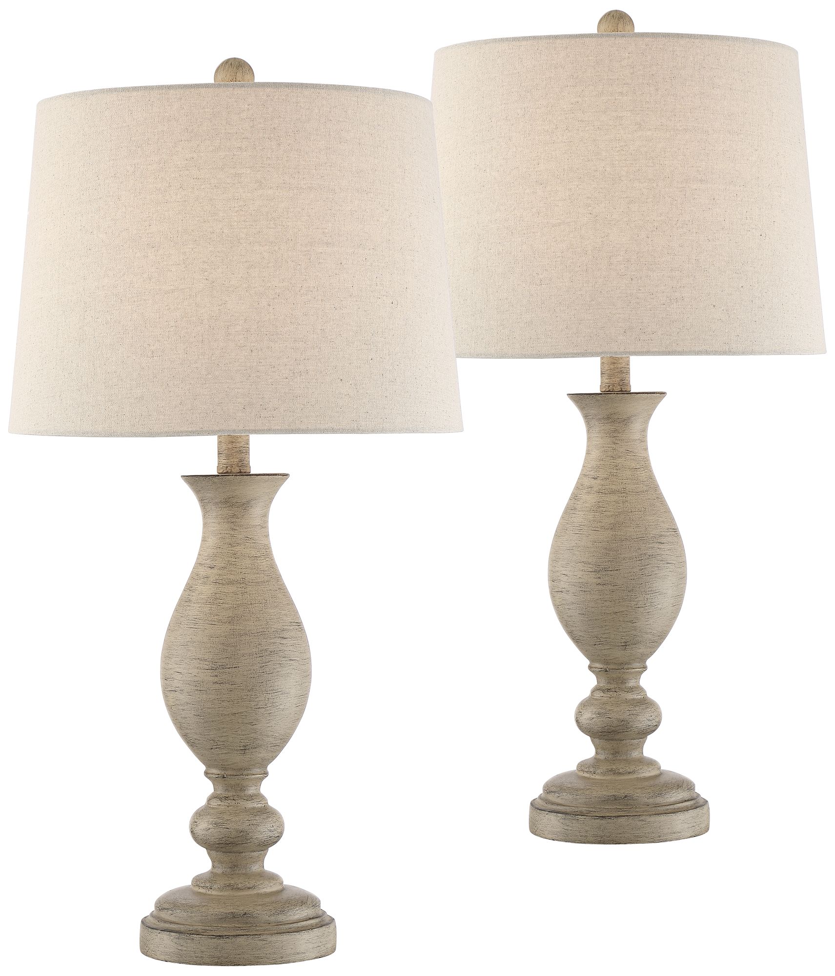 Serena Beige Gray Wood Finish Table Lamps Set of 2 39R78 Lamps Plus