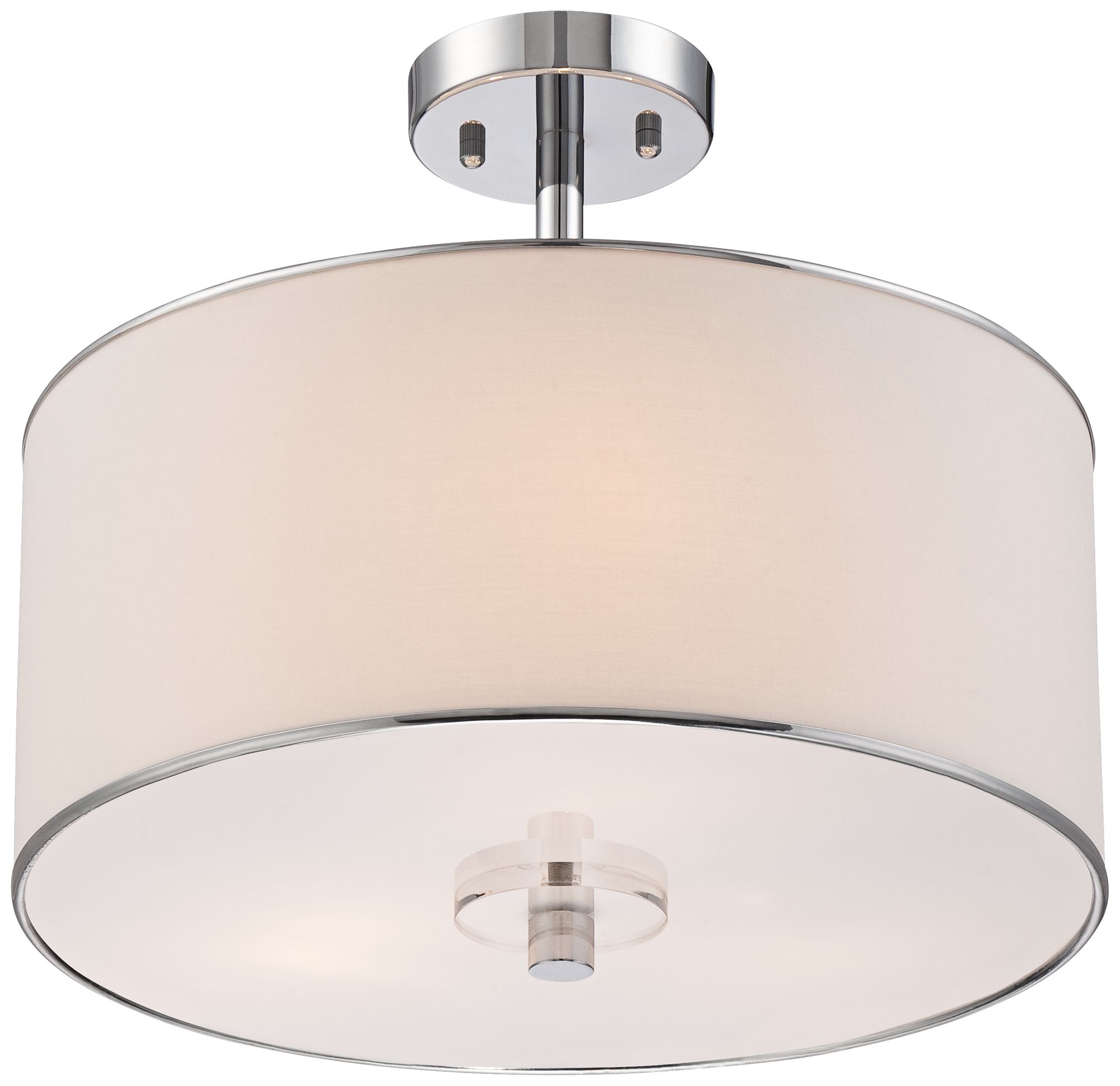 Elsa 16" Wide White Fabric Drum Shade Ceiling Light 3C718 Lamps Plus