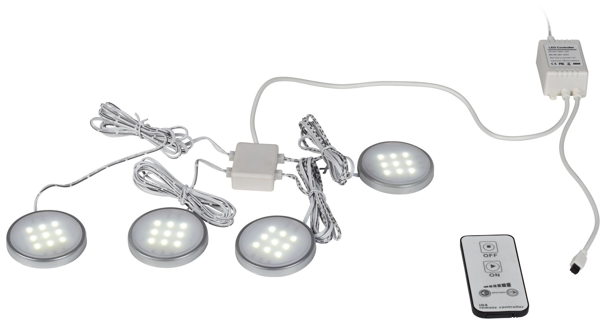 4Light LED Puck Light Kit with Remote Control 3F960 Lamps Plus