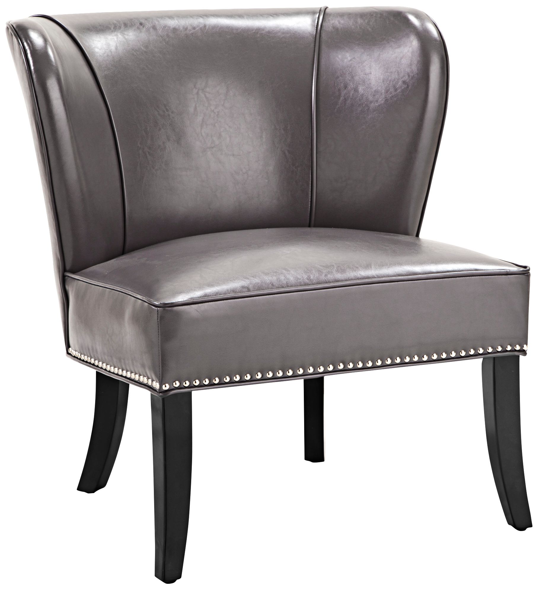 Sheldon Gray Faux Leather Wingback Armless Accent Chair 3N145 Lamps Plus