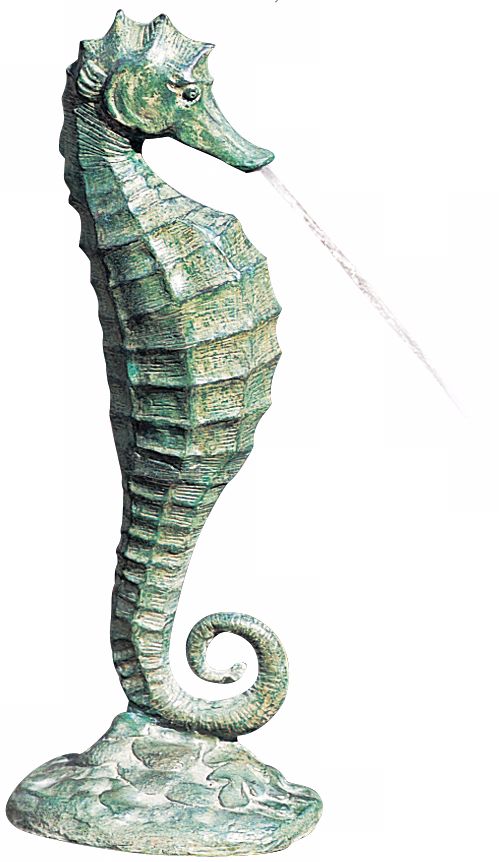 Seahorse 19" High Verdigris Bronze Spitter Pond Fountain 40118