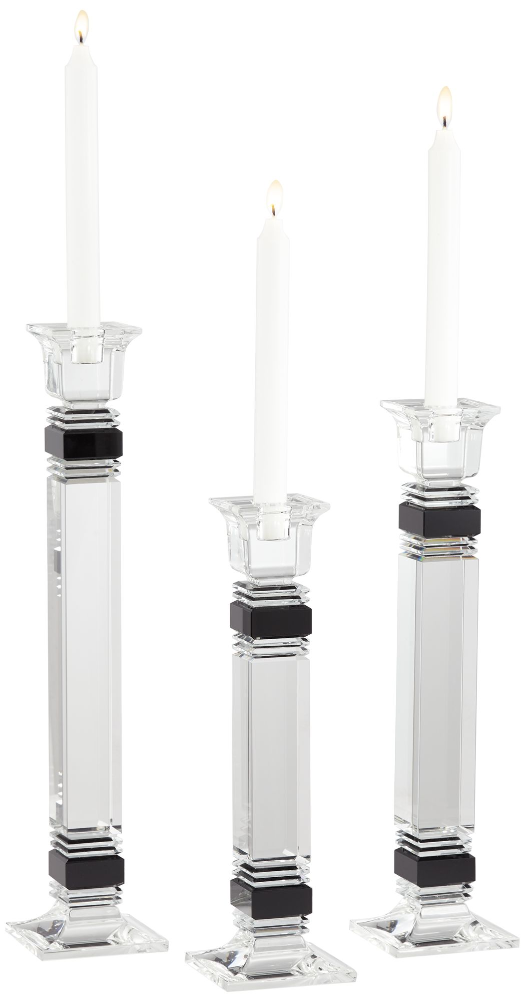 Black Crystal Taper Candle Holder Set of 3 40C46 Lamps Plus