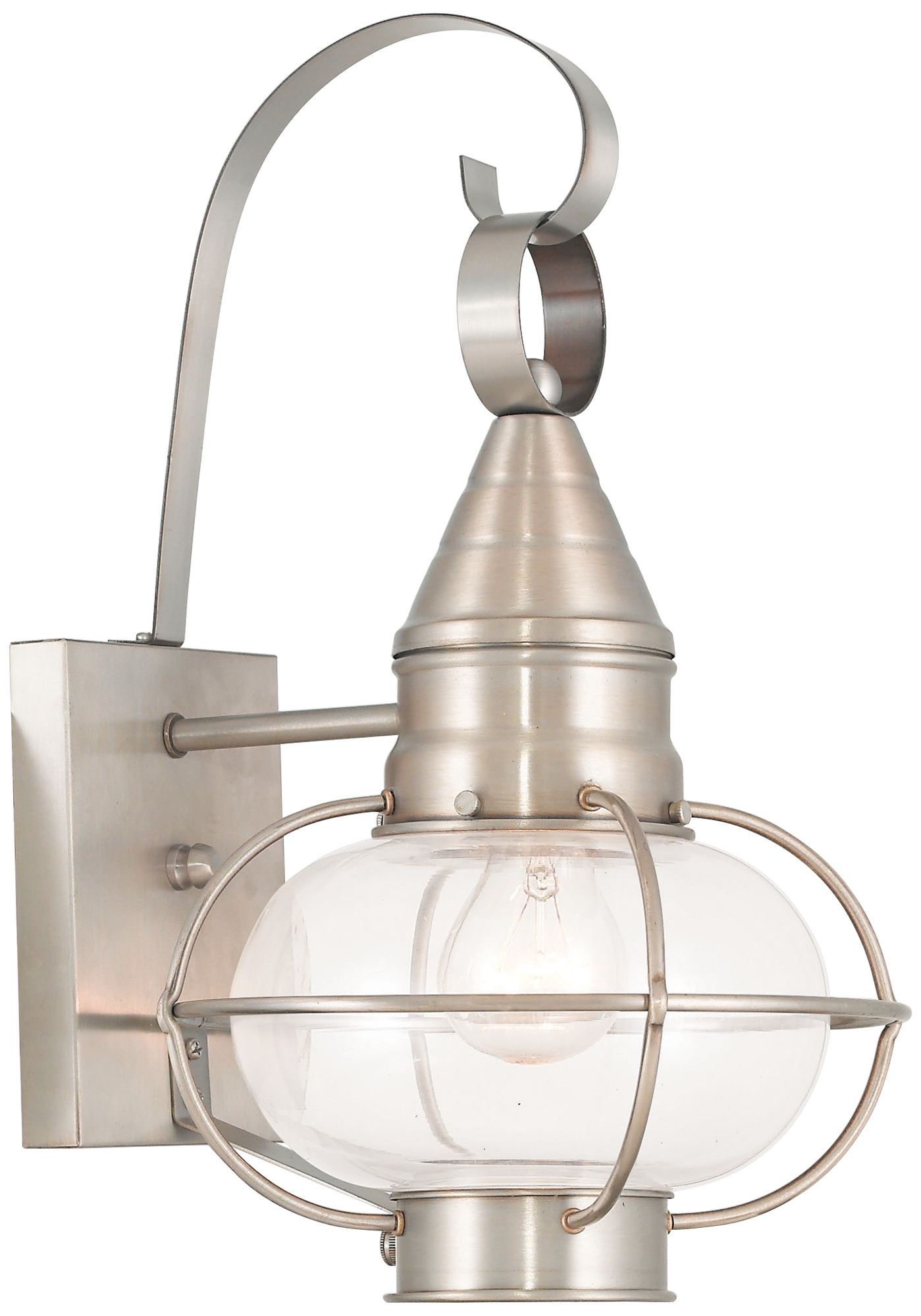 Newburyport 14 3/4" High Brushed Nickel Outdoor Wall Light 42P44