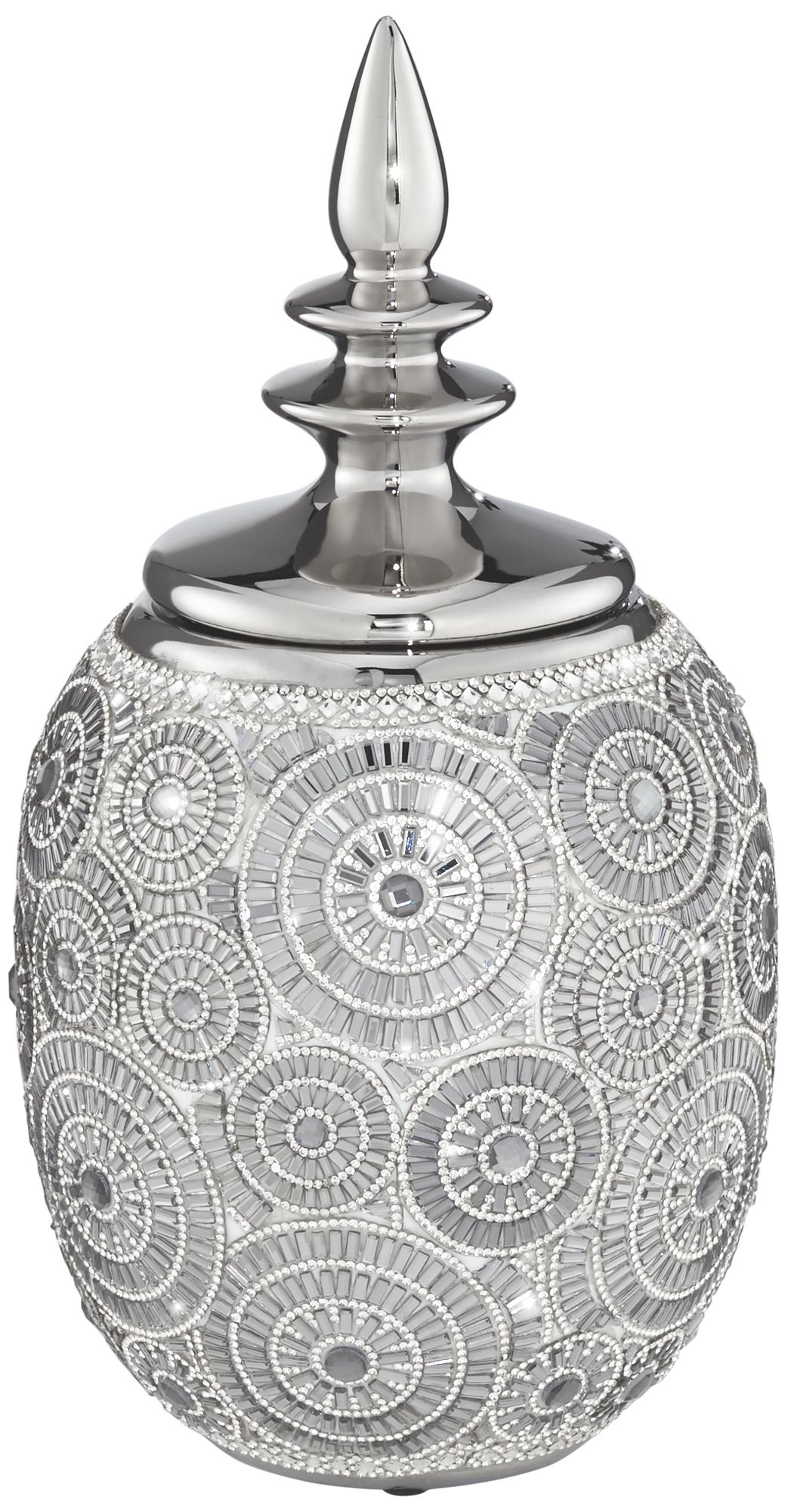 Silver 13" High Ceramic Decorative Jar with Lid 44K07 Lamps Plus
