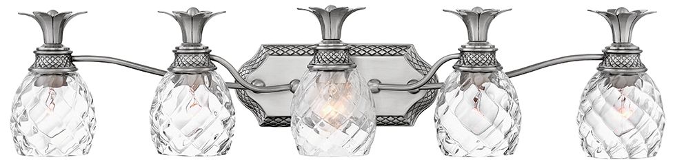 Plantation 37"W Polished Antique Nickel 5Light Bath Light 44K80