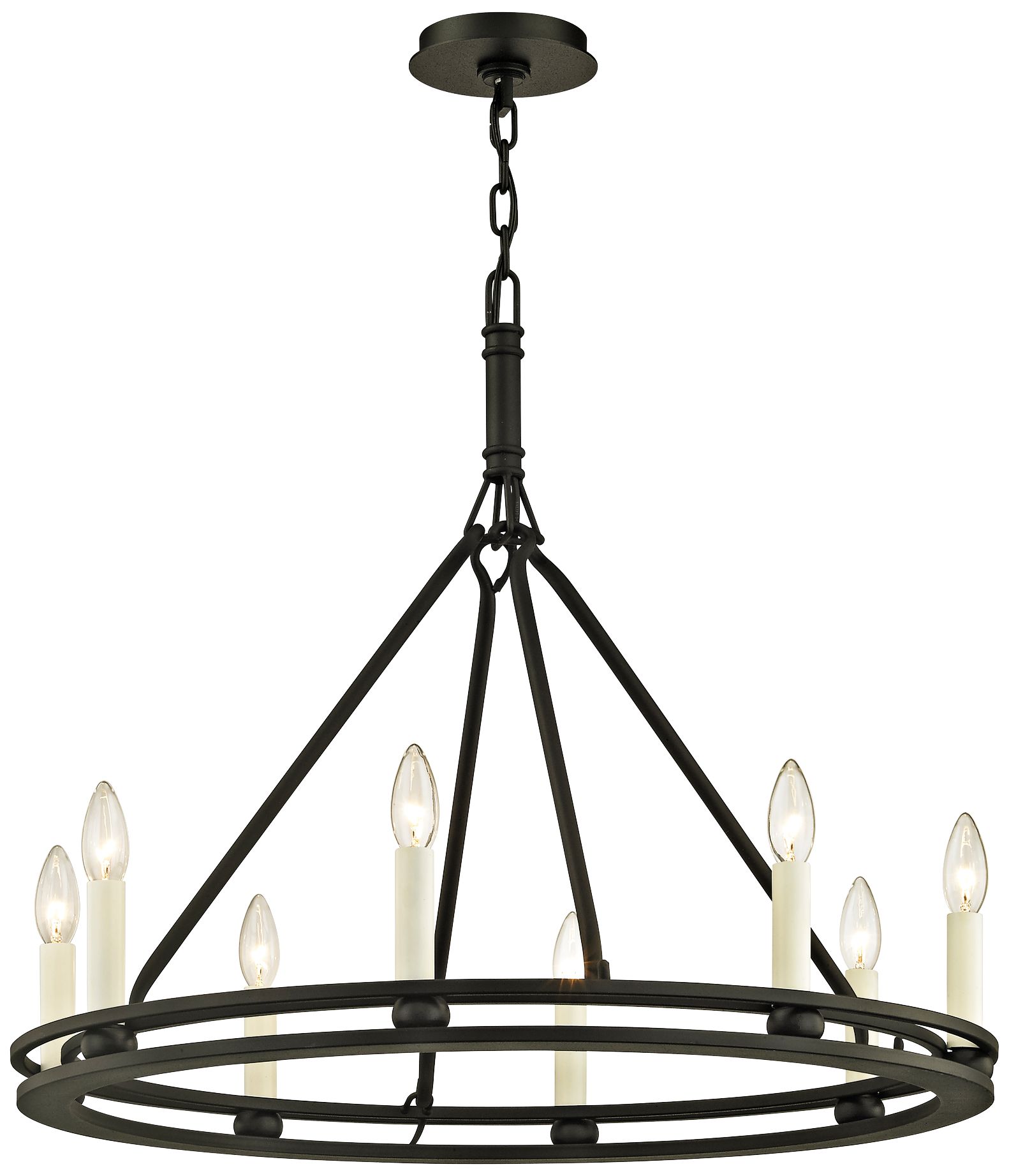 Sutton 27 1/2" Wide Textured Black 8Light Chandelier 44Y25 Lamps Plus