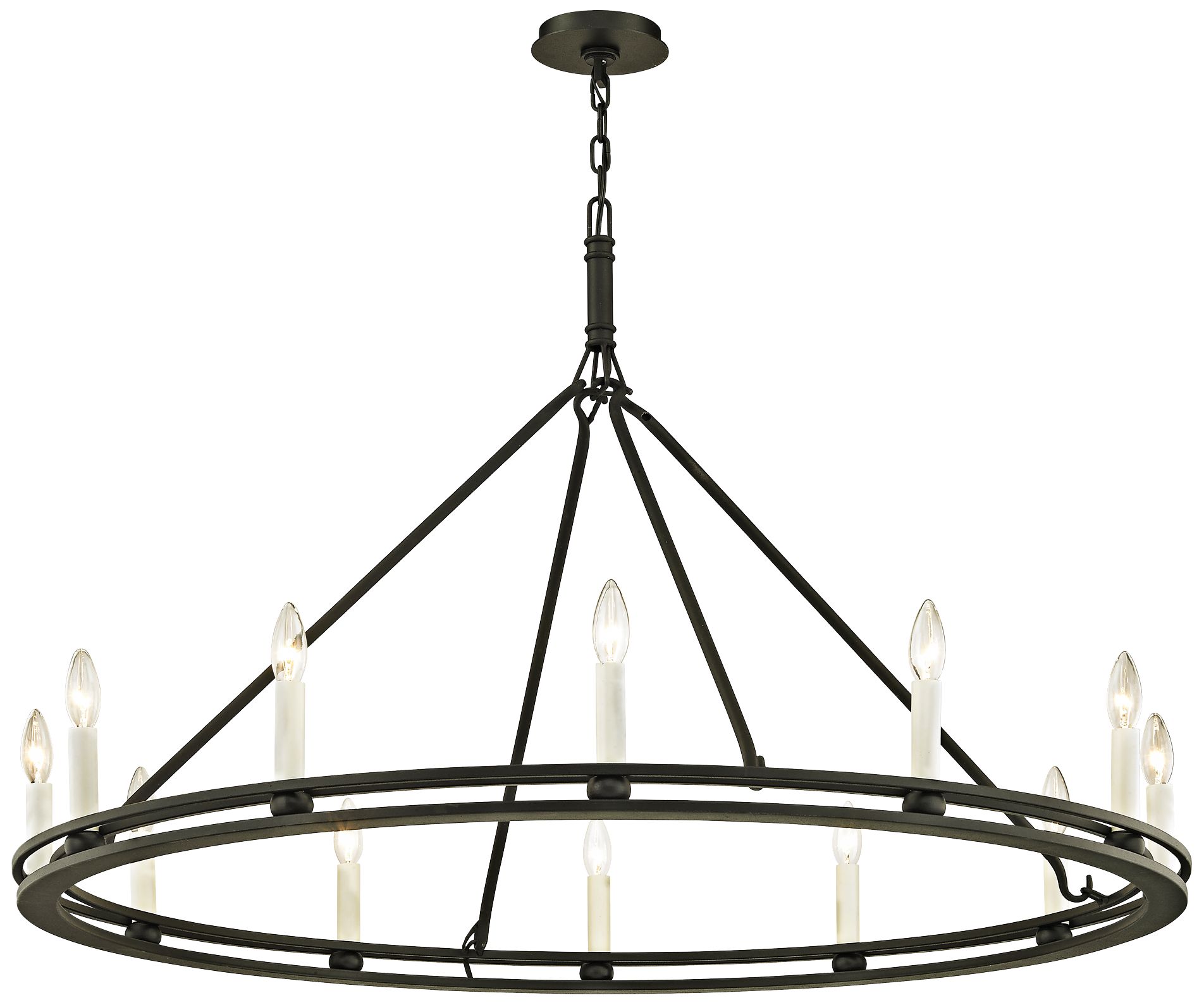 Sutton 44" Wide Black 12Light Wagon Wheel Chandelier 44Y26 Lamps Plus