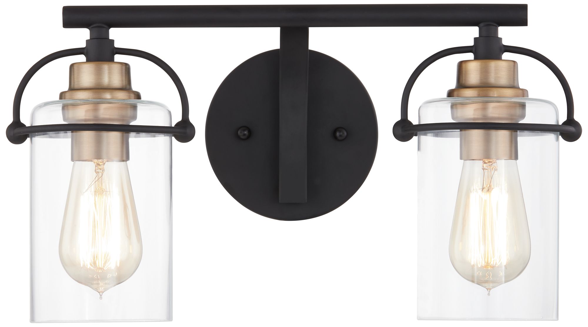 Emerson 16" Wide Matte Black and Gold Bath Light by Quoizel 454A2