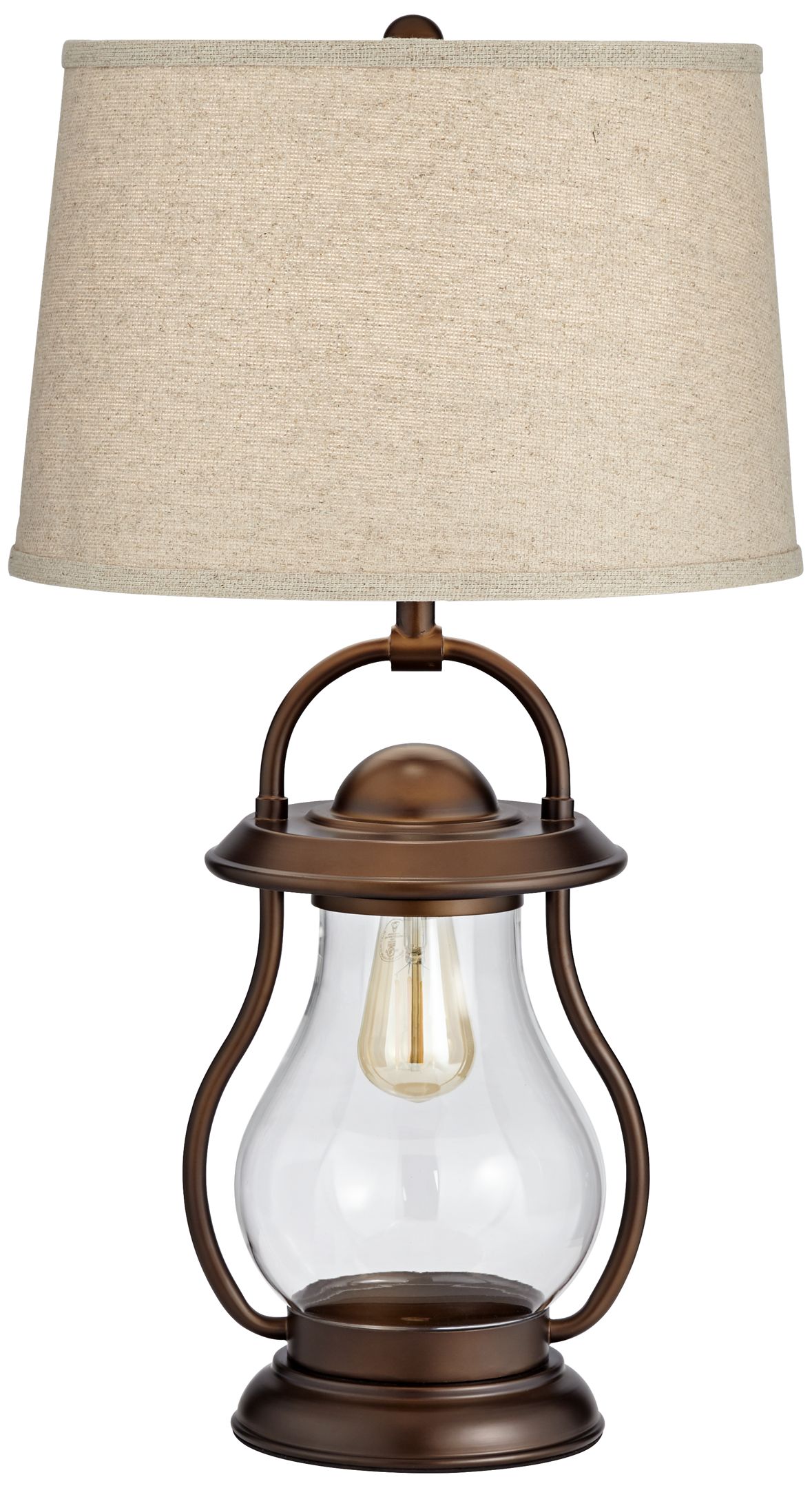 Fredrik Bronze Industrial Lantern Night Light Table Lamp 45P76