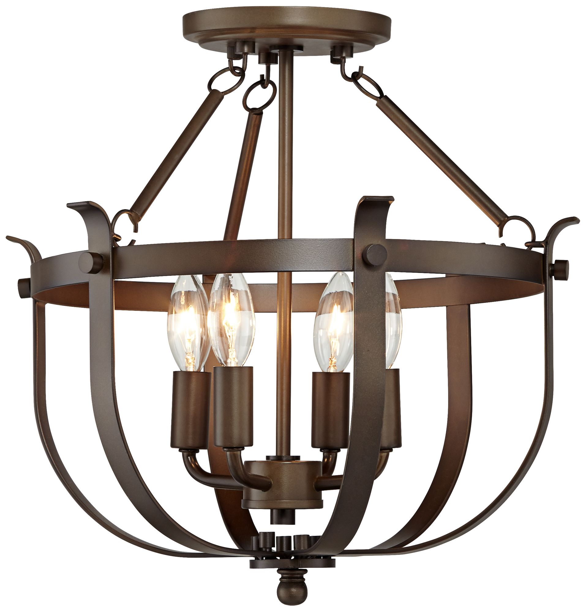 Brunswick 15" Wide Bronze Cage 4Light Ceiling Light 46J34 Lamps Plus