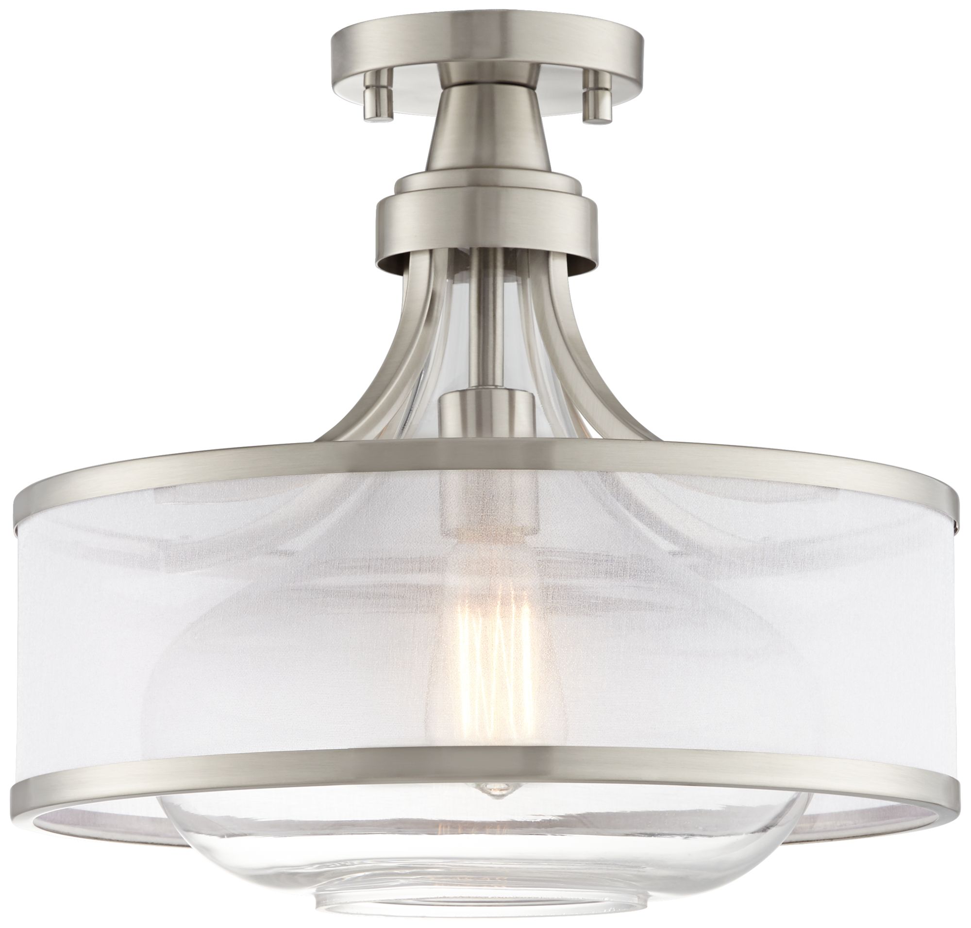 Possini Euro Layne 15" Wide Brushed Nickel Ceiling Light 46J70