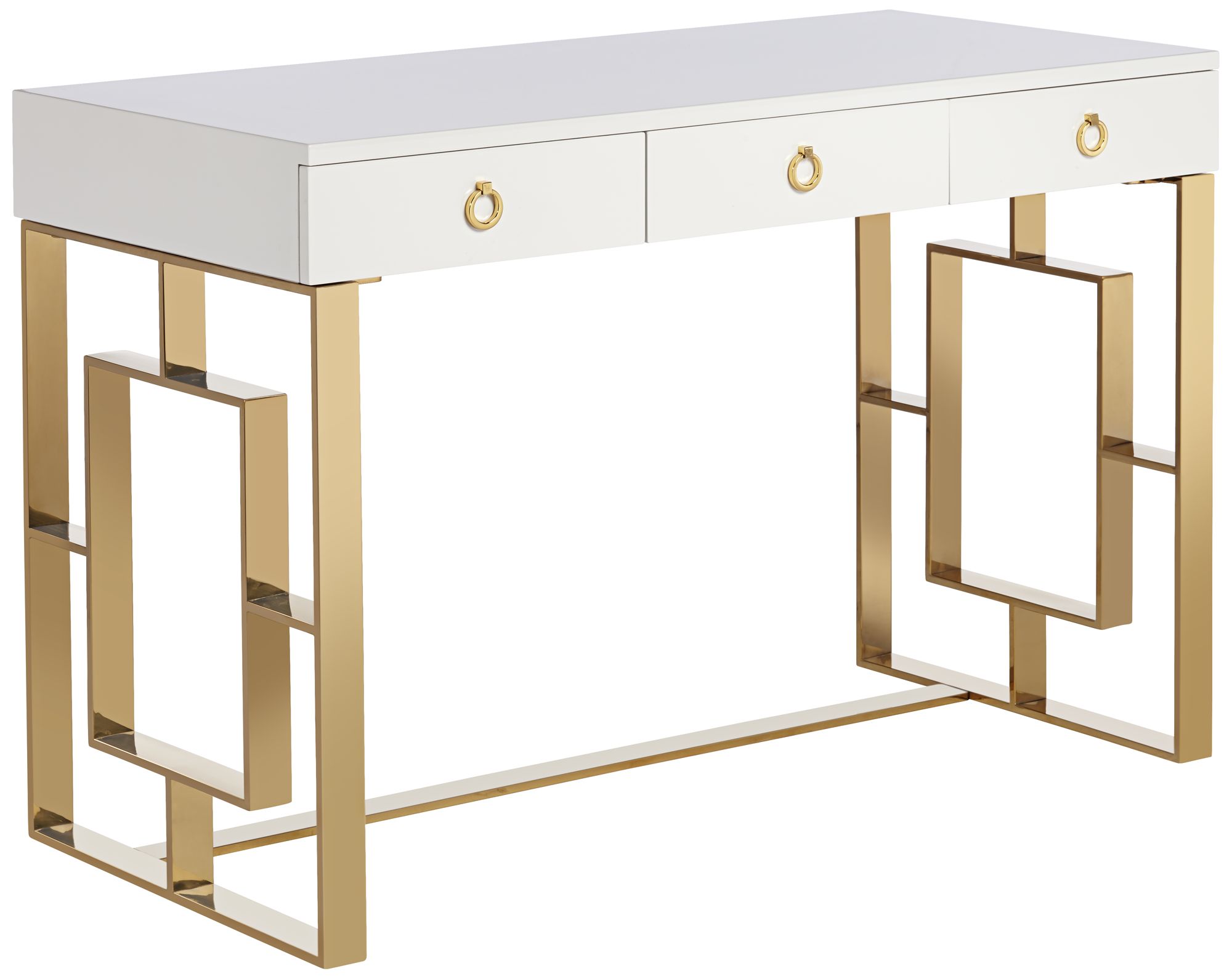 Baccarat 47" Wide White Lacquer and Gold Writing Desk 46Y87 Lamps Plus