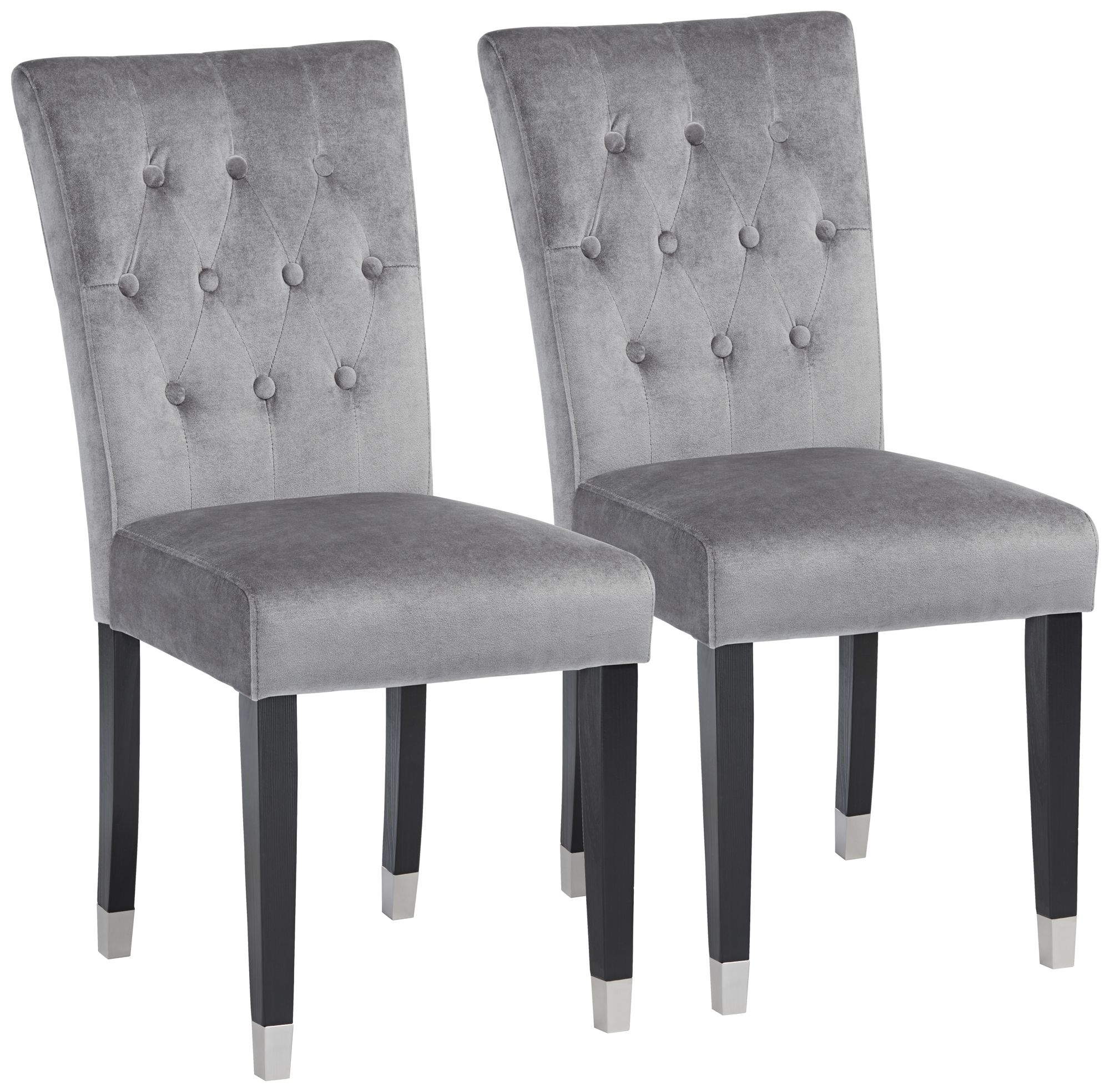 Argyle Gray Tufted Armless Dining Chairs Set of 2 47A15 Lamps Plus