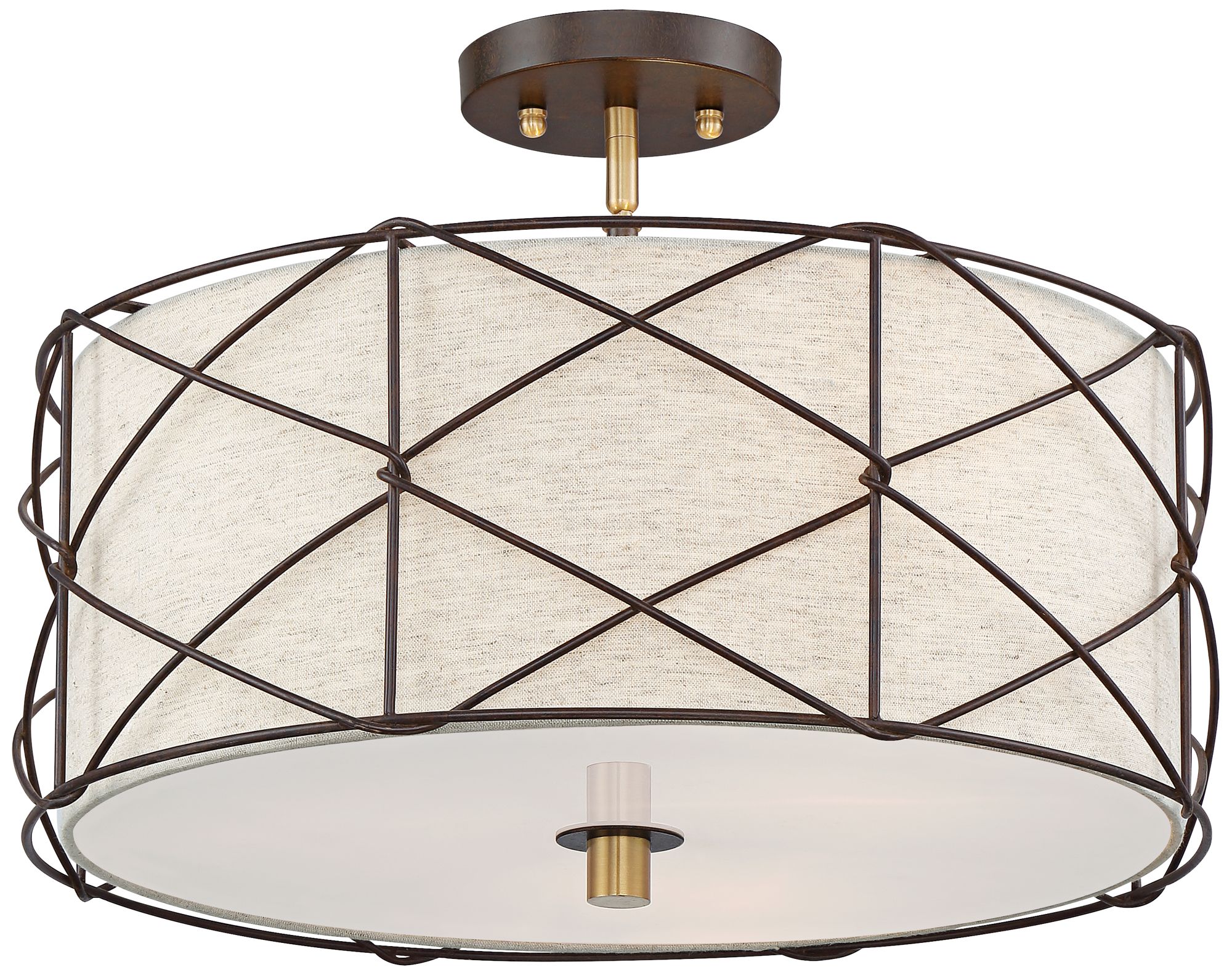 Brennan 18" Wide Oatmeal Linen 3Light Ceiling Light 47H29 Lamps Plus