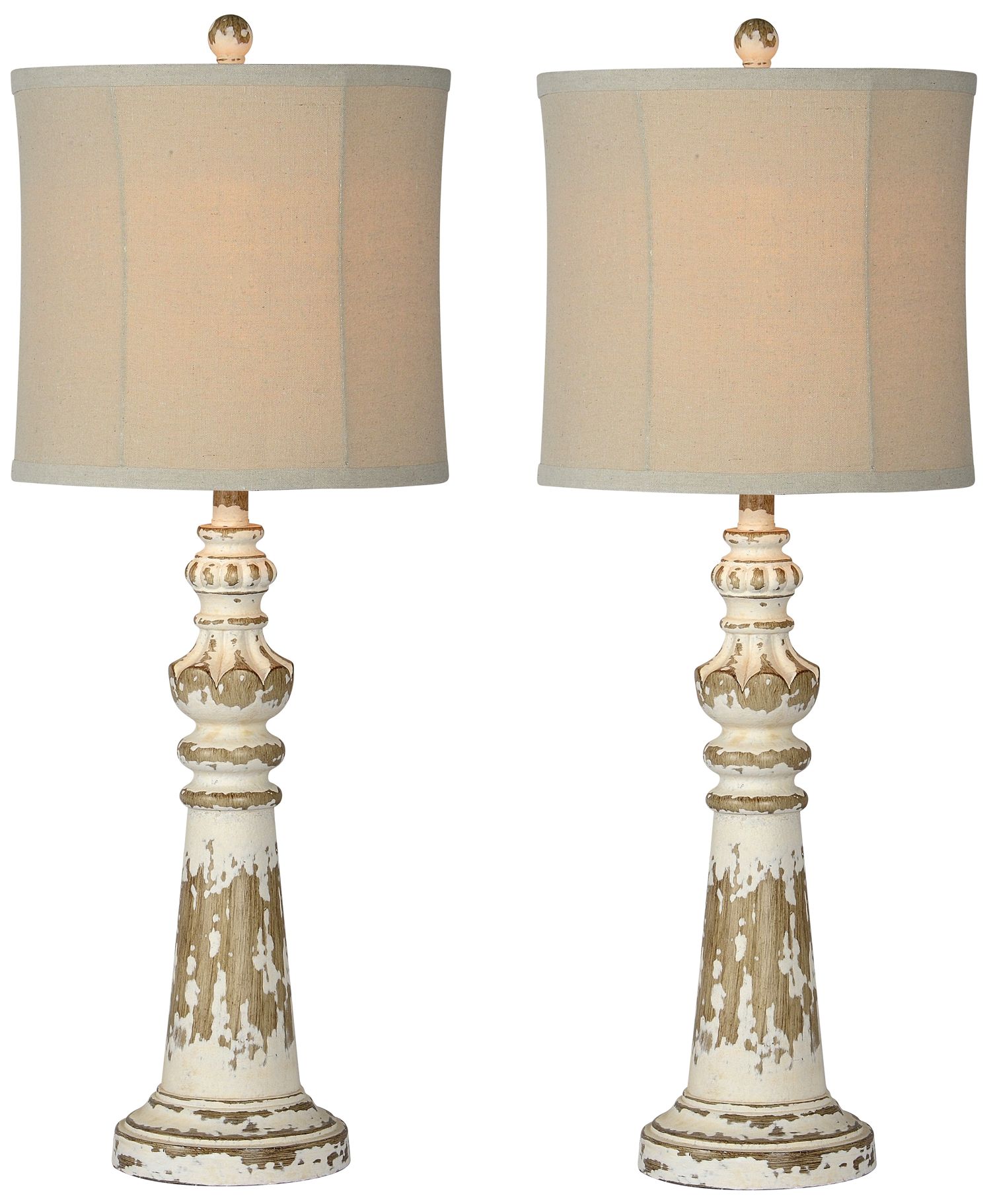 Forty West Merle Distressed White Table Lamps Set of 2 491P0 Lamps