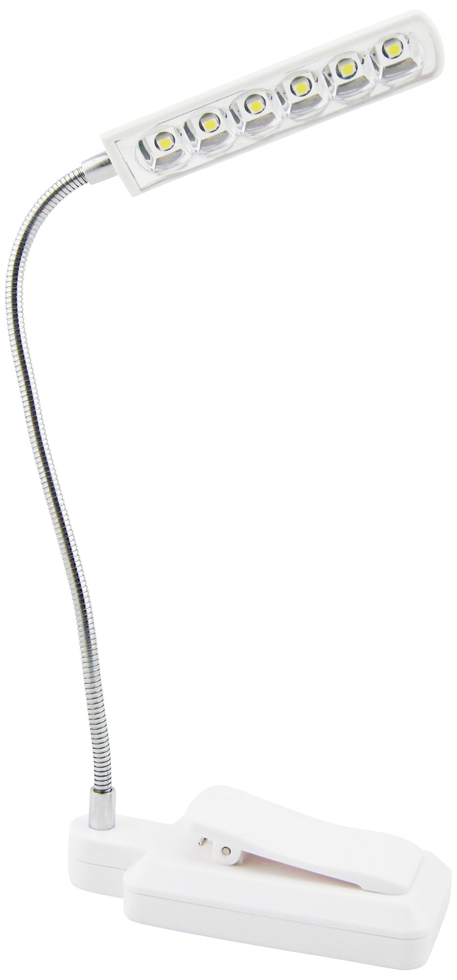 White LED Battery Powered ClipOn Gooseneck Book Light 4G992 Lamps