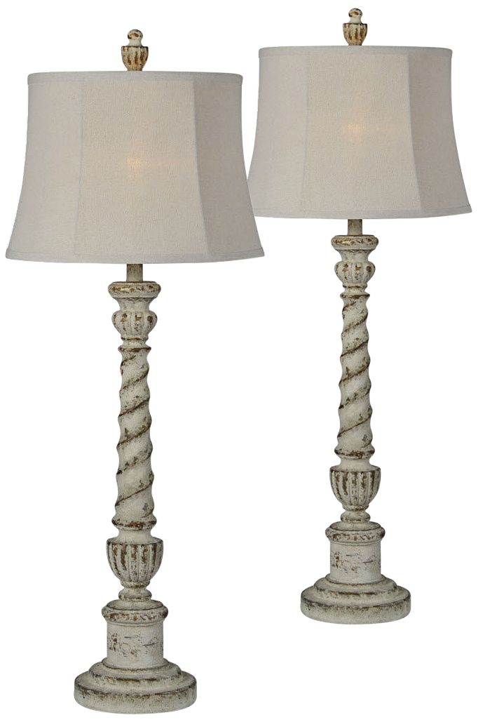 Daphne Weathered White Wash Buffet Table Lamps Set of 2 520N0
