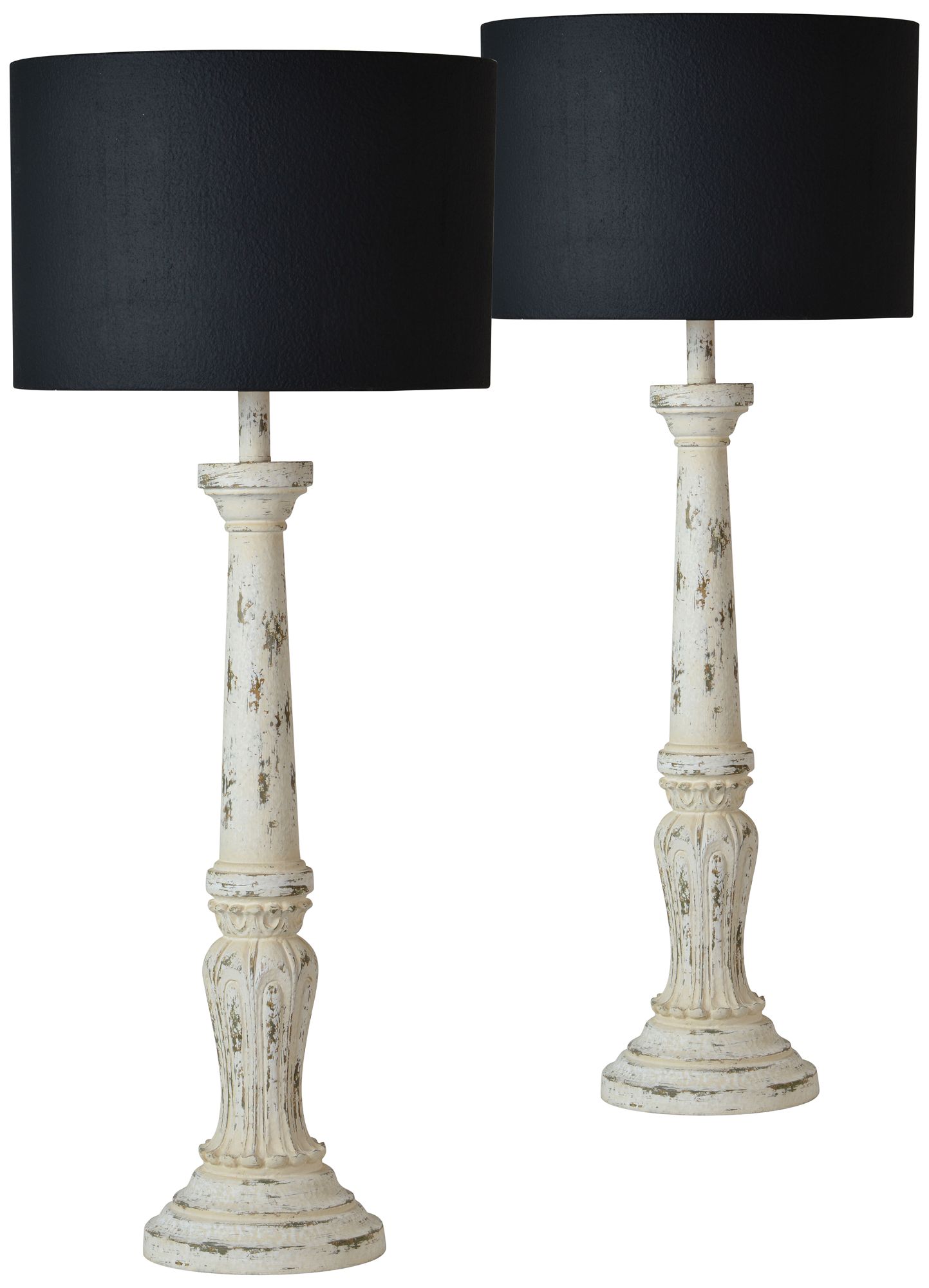 Forty West Carla Mae Cottage White Table Lamps Set of 2 521P0