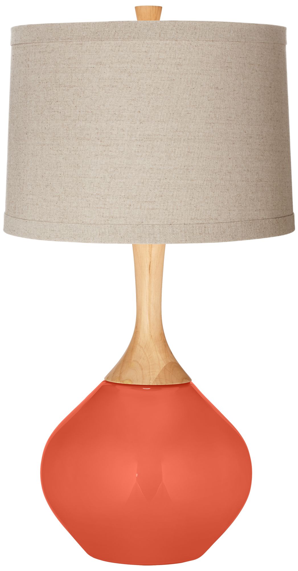 Daring Orange Natural Linen Drum Shade Wexler Table Lamp 53F33 Lamps Plus