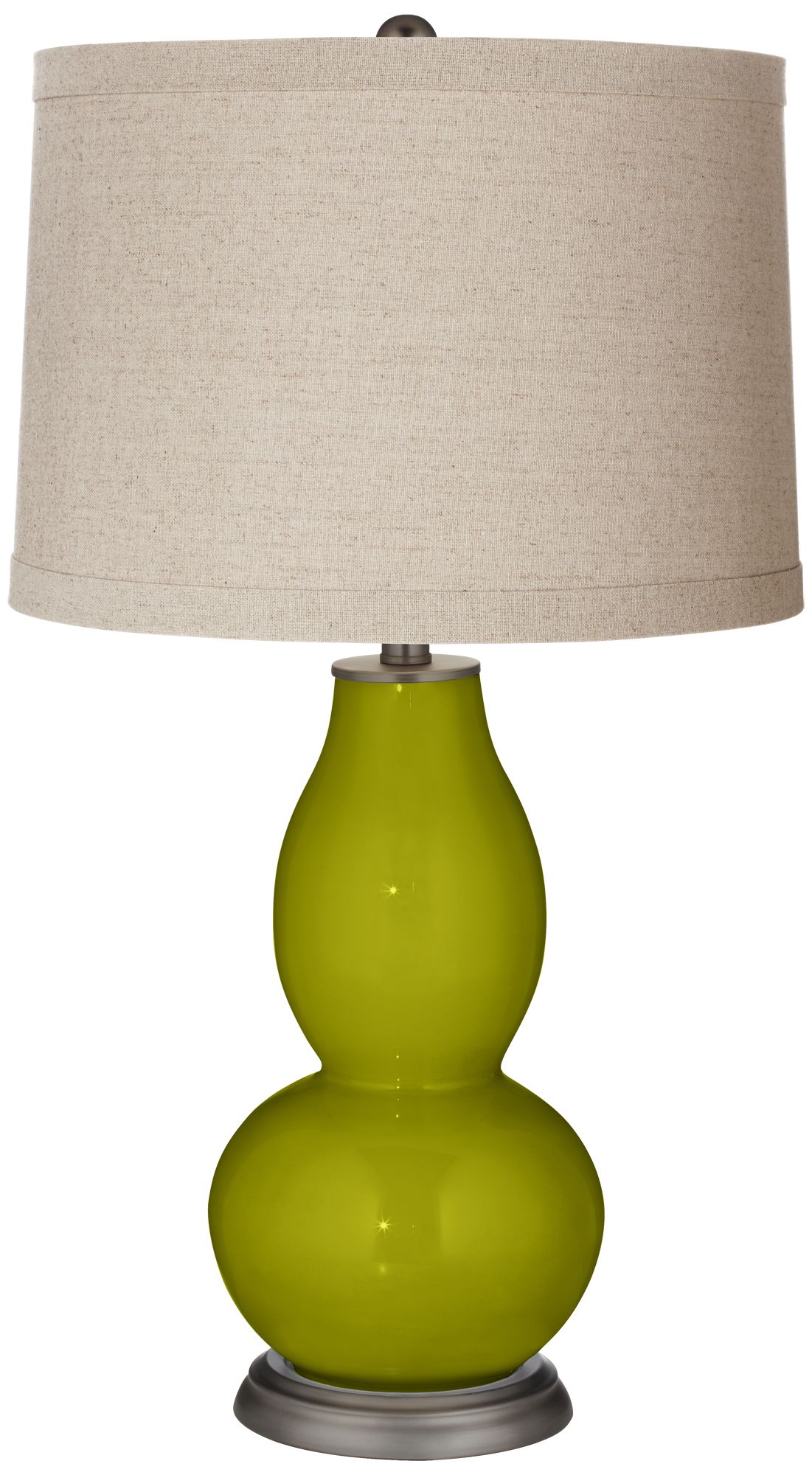 Olive Green Linen Drum Shade Double Gourd Table Lamp 53H19 Lamps Plus