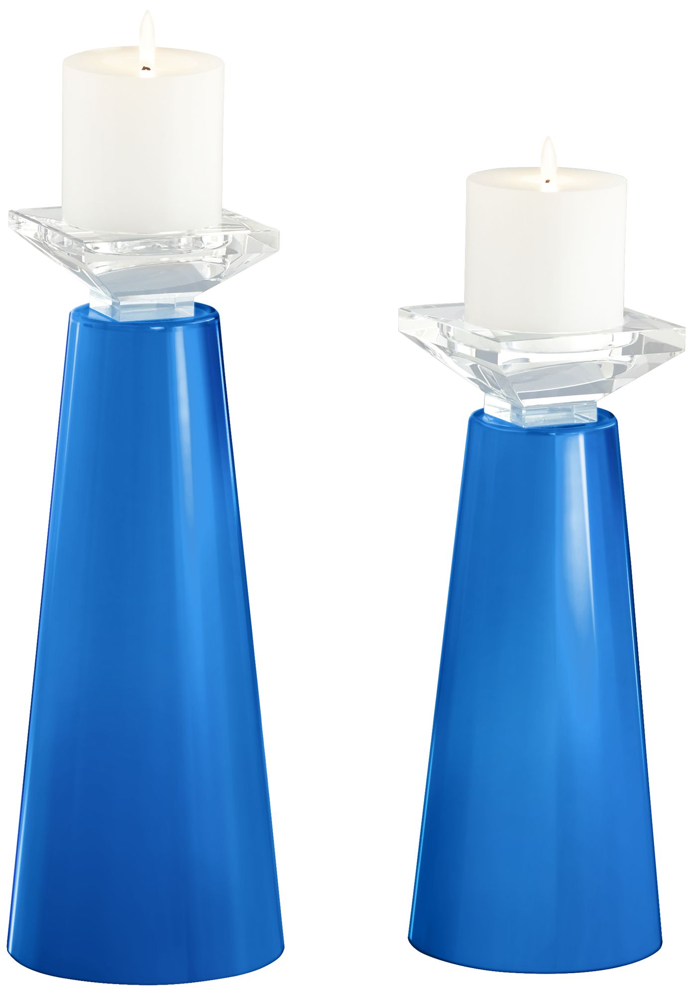 Meghan Royal Blue Glass Pillar Candle Holder Set of 2 53J70 Lamps Plus