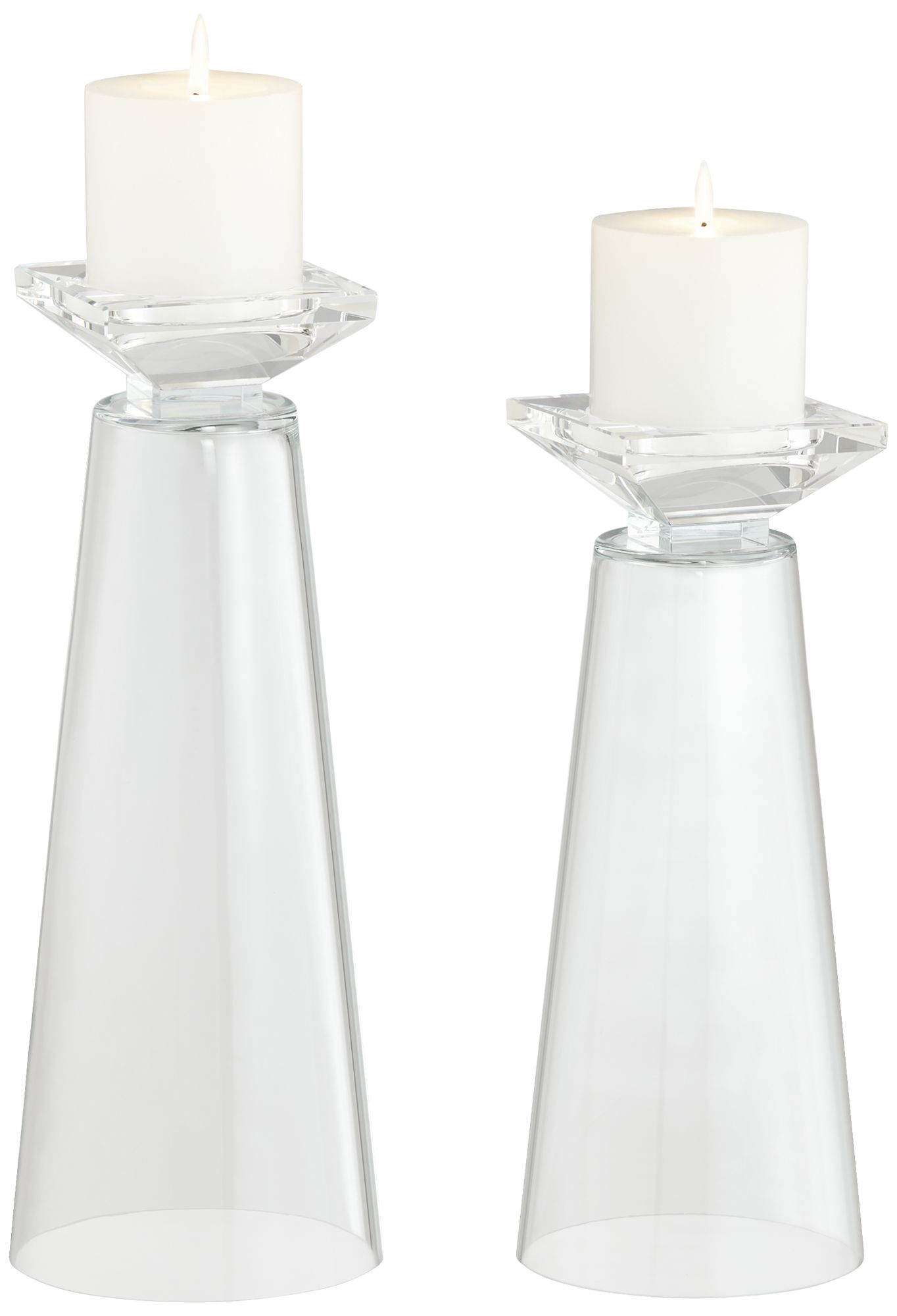 Meghan Clear Glass Fillable Pillar Candle Holder Set of 2 53J84