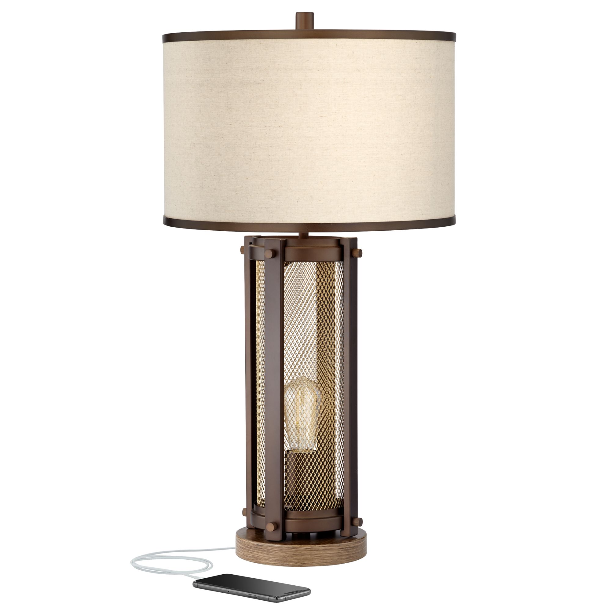 Otto Antique Brass Night Light Table Lamp with USB Port 53Y53