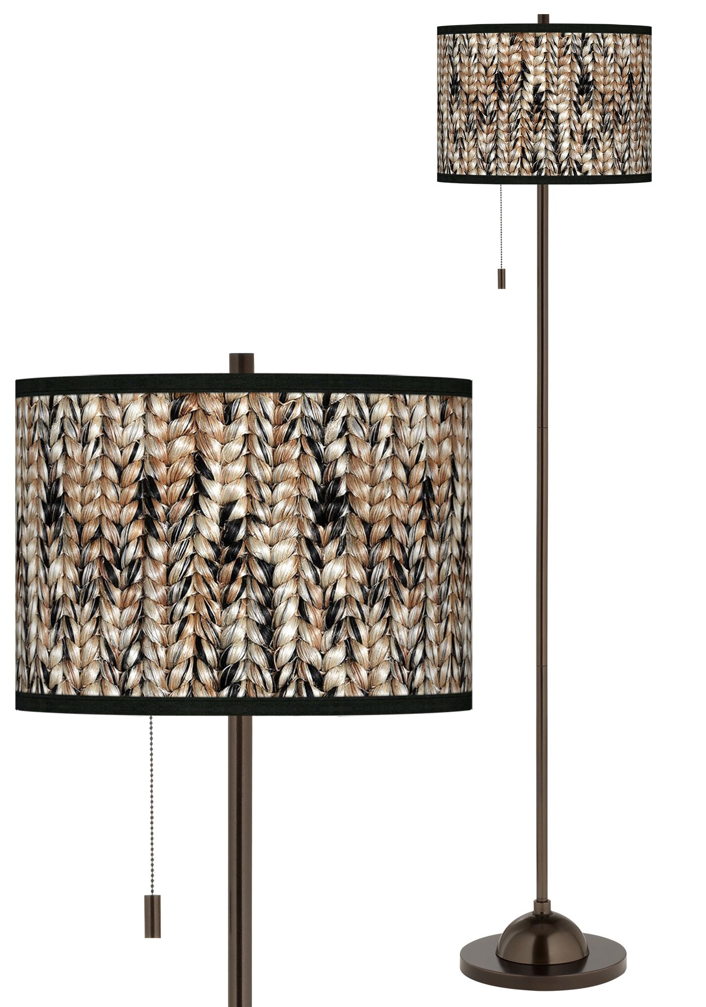 Braided Jute Giclee Glow Bronze Club Floor Lamp 54Y30 Lamps Plus