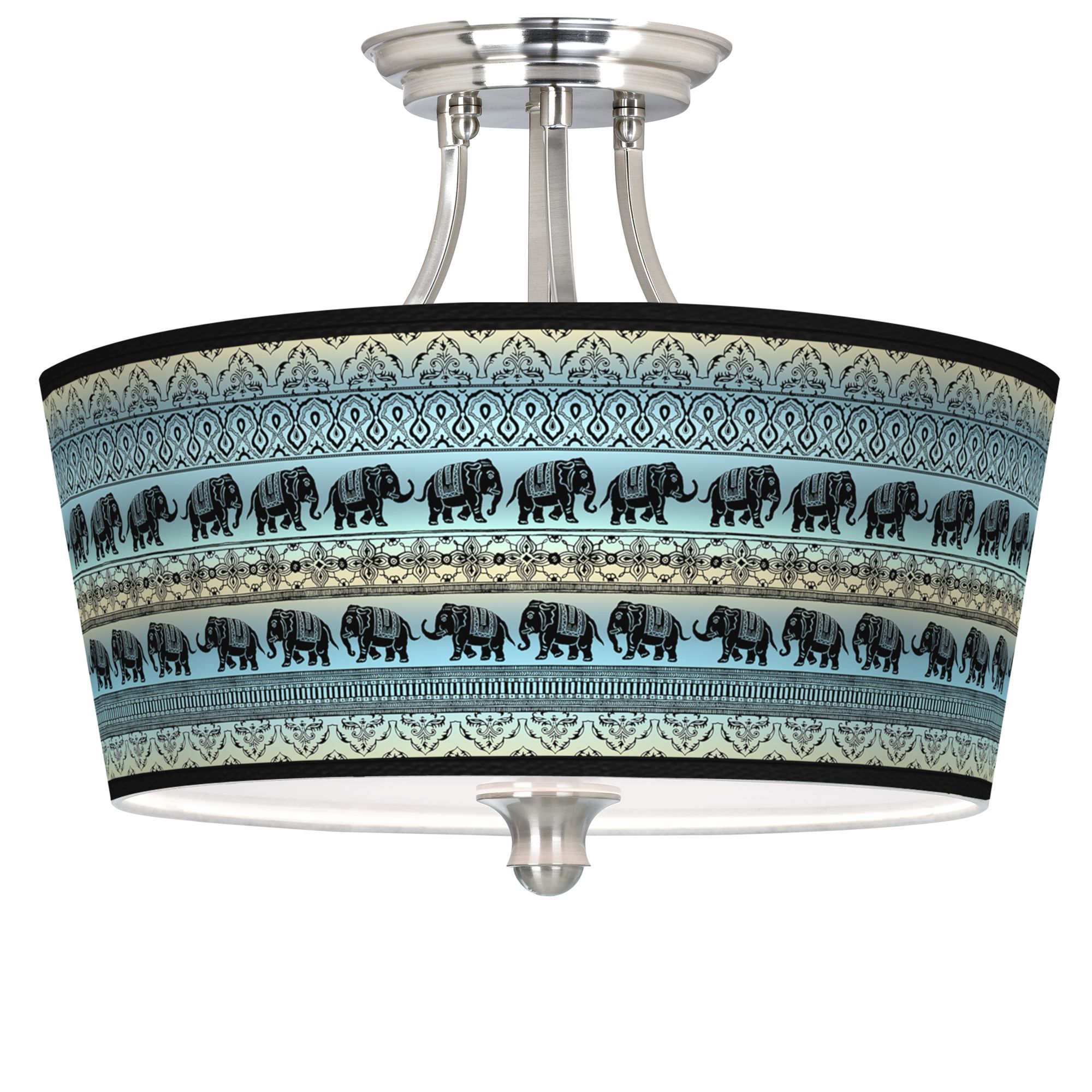 Elephant March Tapered Drum Giclee Ceiling Light 54Y91 Lamps Plus