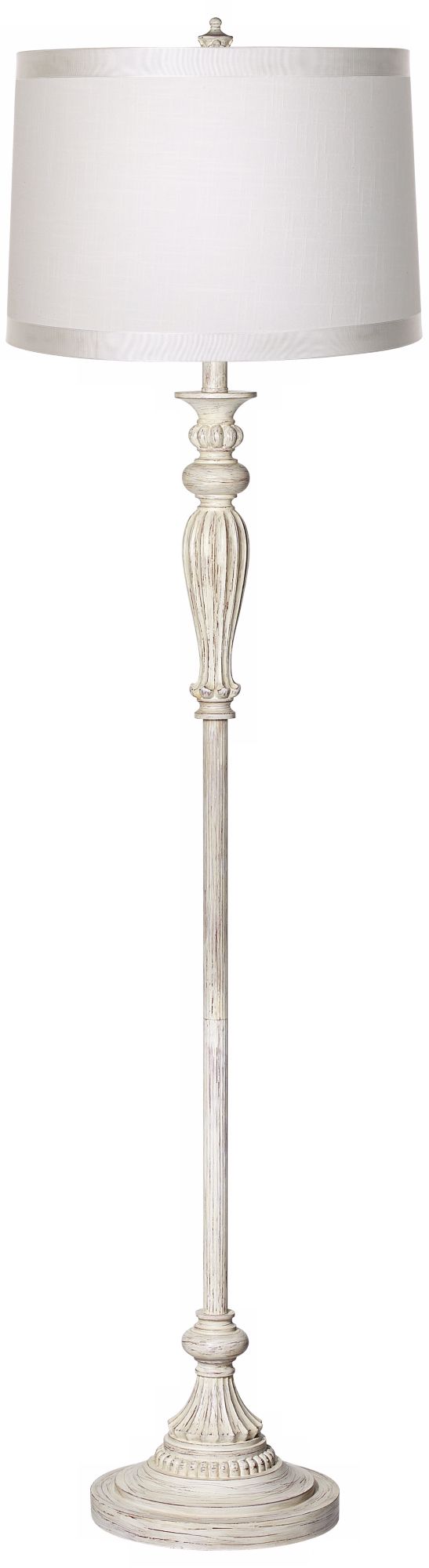 White Drum Shade Vintage Chic Antique White Floor Lamp