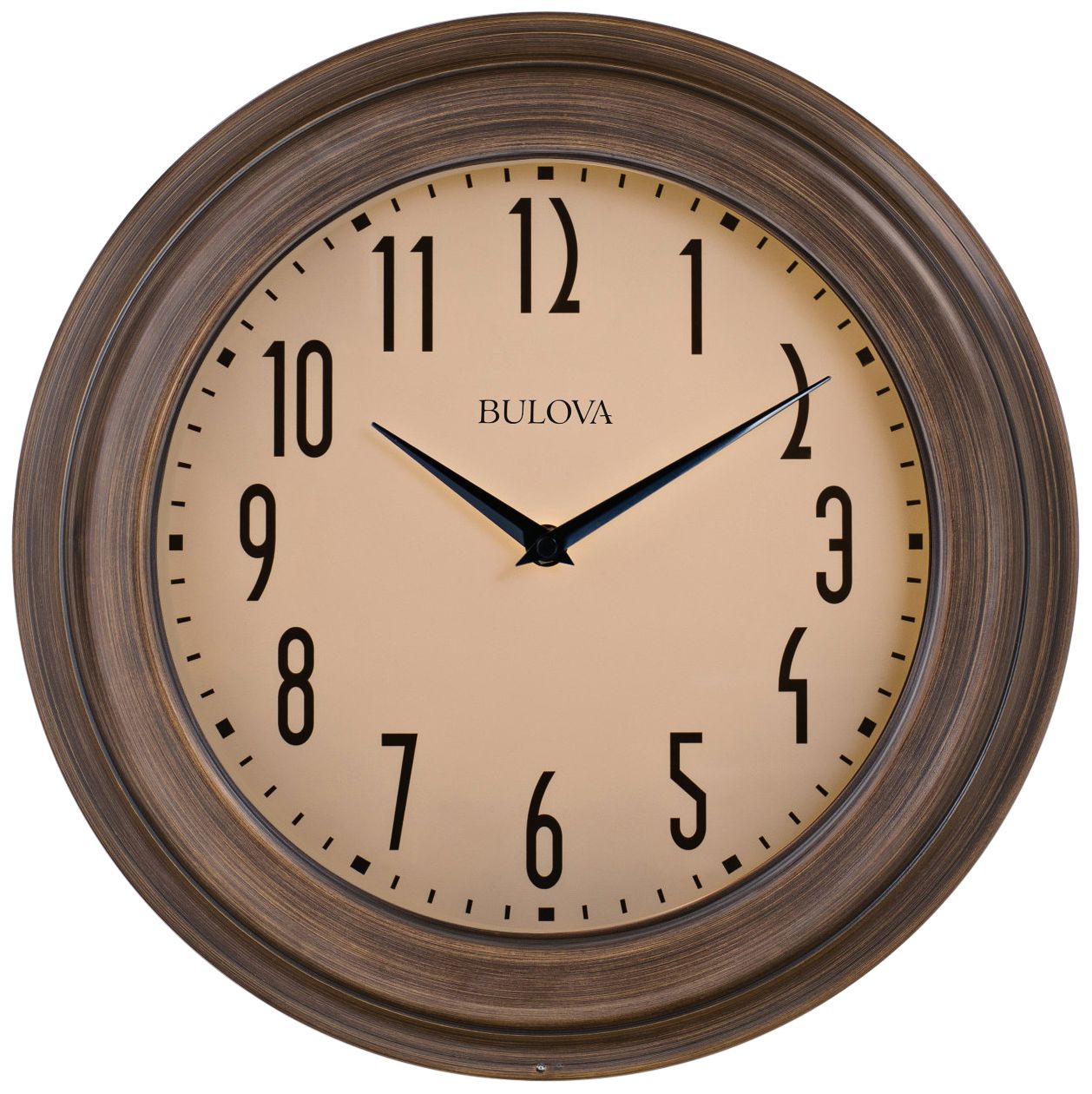 Bulova Beacon Multistep Dark Wood 14" Round Wall Clock 58C48 Lamps