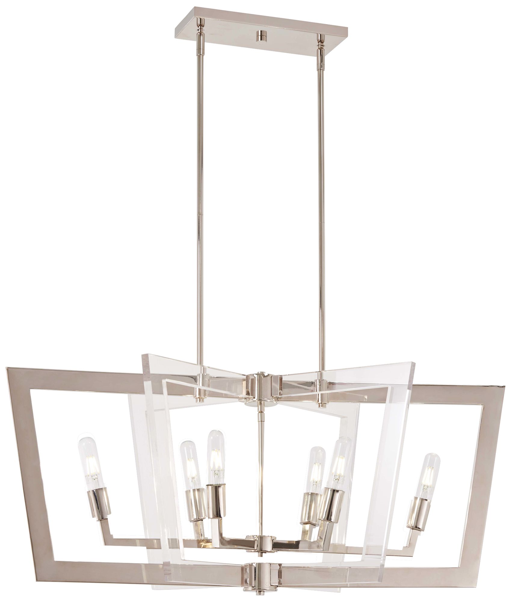 Crystal Chrome 37" Wide Nickel Kitchen Island Light Pendant 58D94