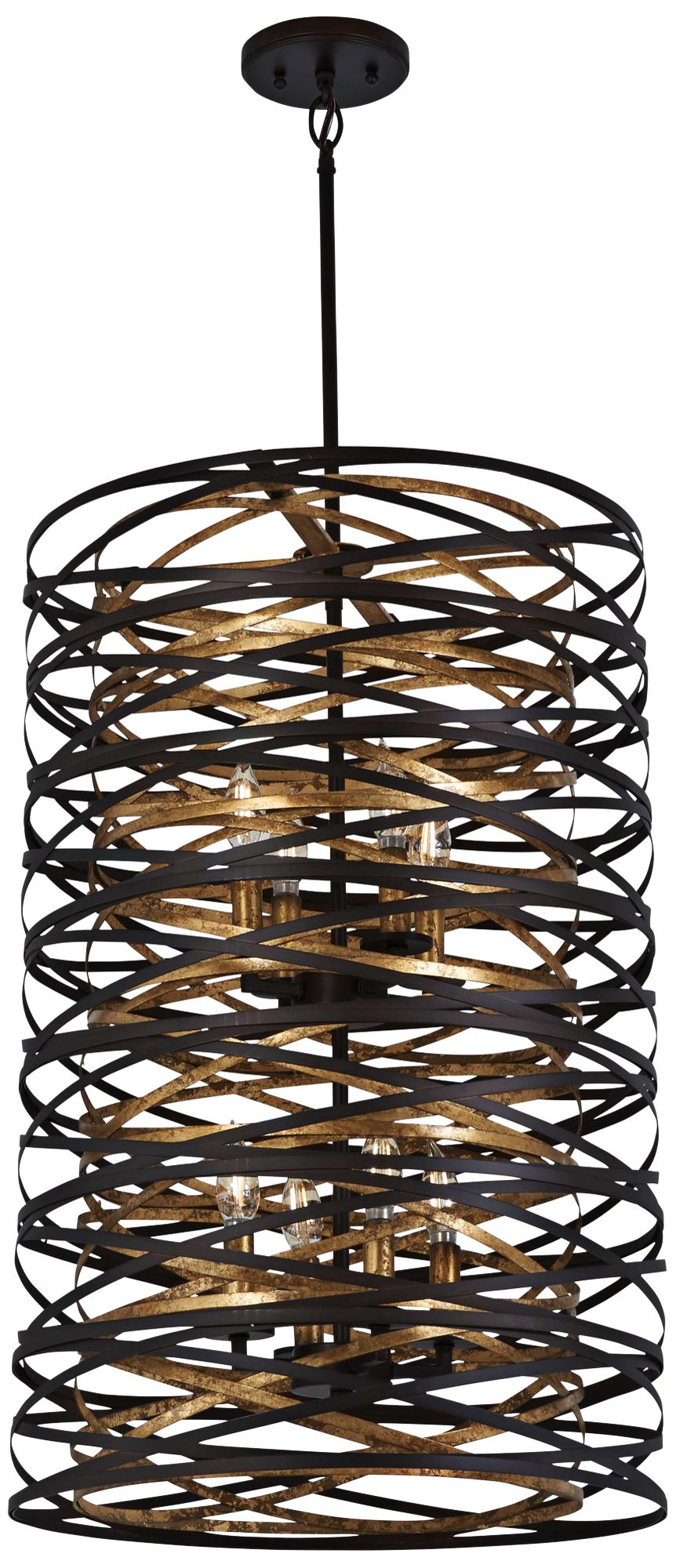 Vortic Flow 18"W Dark Bronze and Mosaic Gold 8Light Pendant 58G23