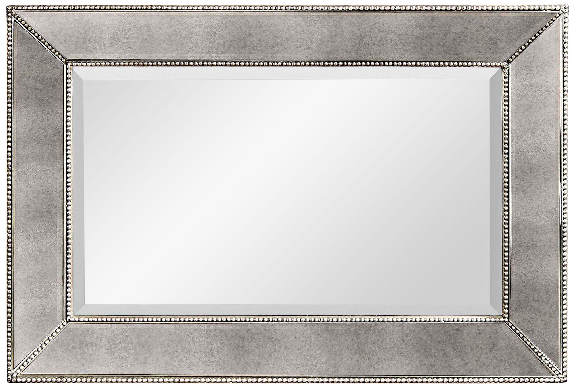 Hollywood Glam Antique Mirror 36" x 24" Beaded Wall Mirror 58K49