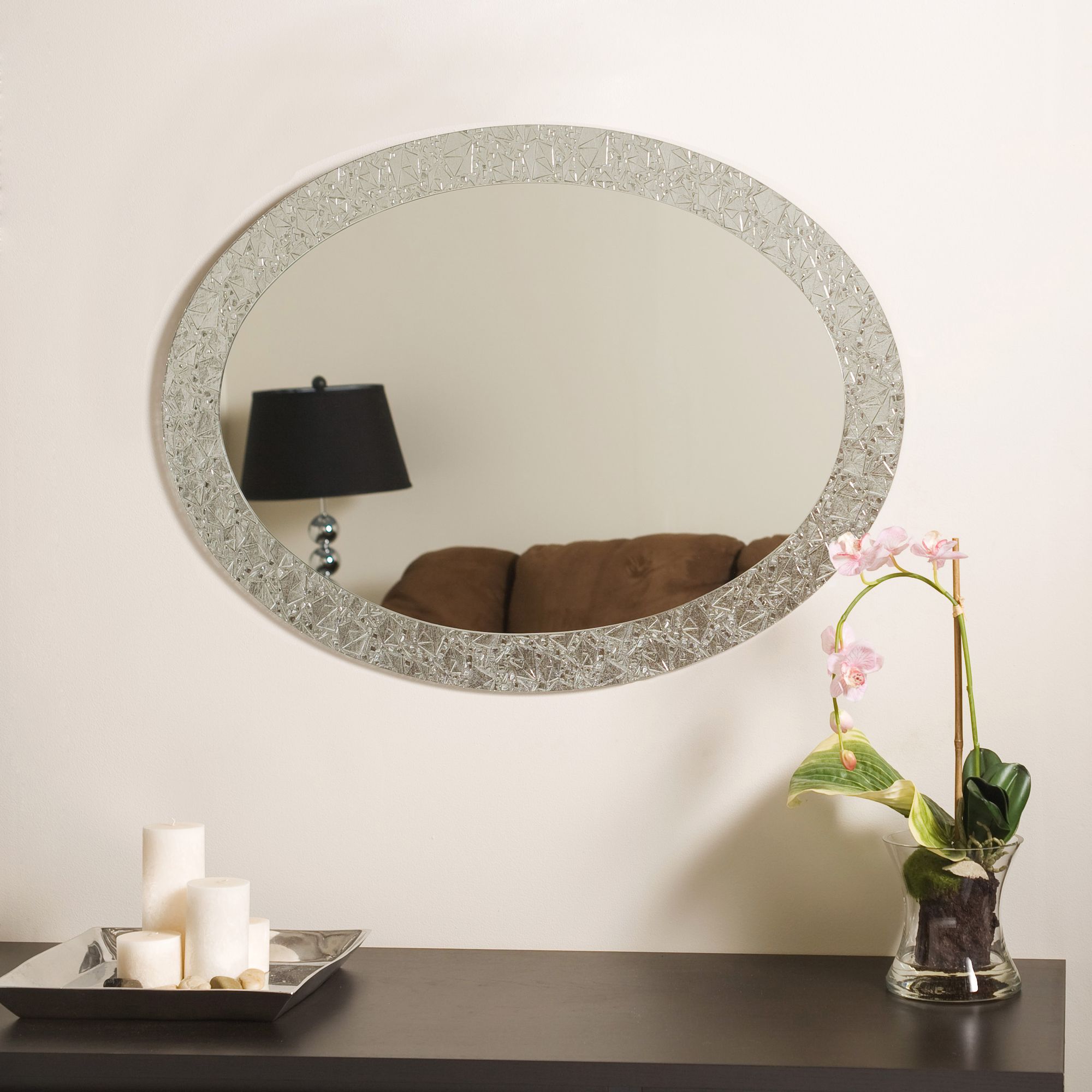 Crystal 23 1/2" x 31 1/2" Oval Frameless Wall Mirror 58M87 Lamps Plus