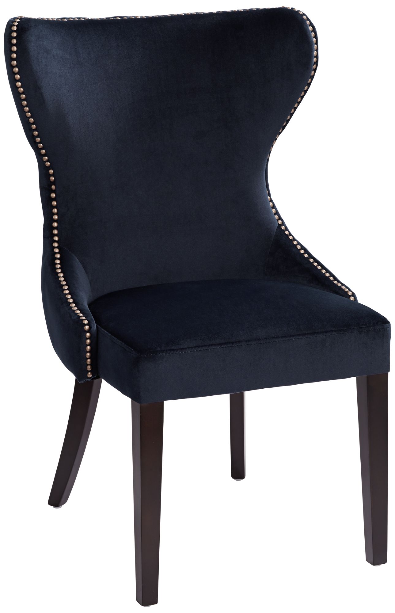 Ariana Antique Brass Trimmed Navy Blue Velvet Dining Chair 59N26