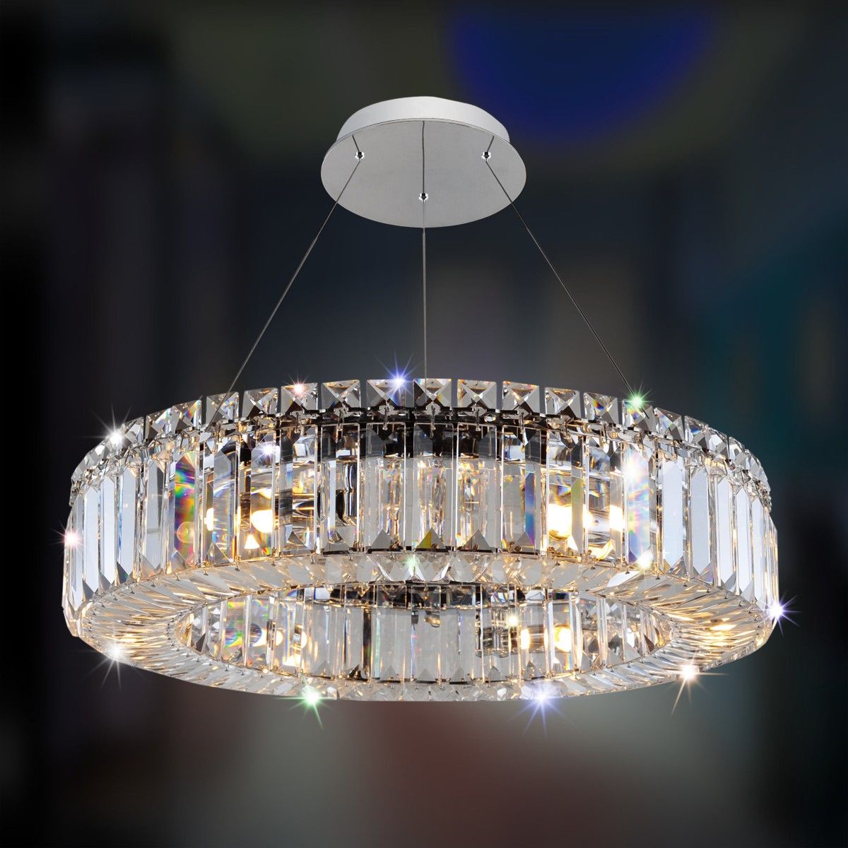 Allegri Rondelle 18" Wide Chrome Crystal Ring Pendant Light 59P39