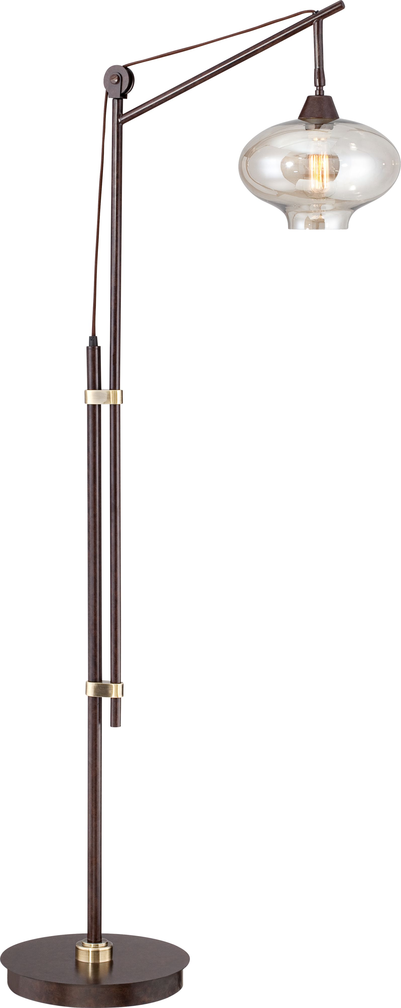 Calyx Industrial Cognac Glass and Bronze LED Floor Lamp 5Y578