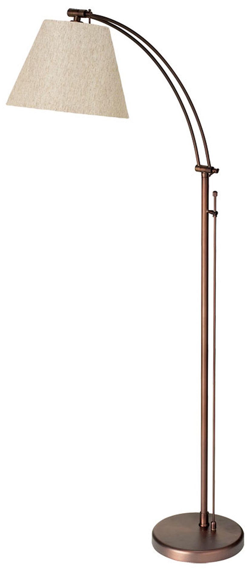 Hyannis Oi Brushed Bronze Adjustable Floor Lamp w/ Flax Shade 60E88