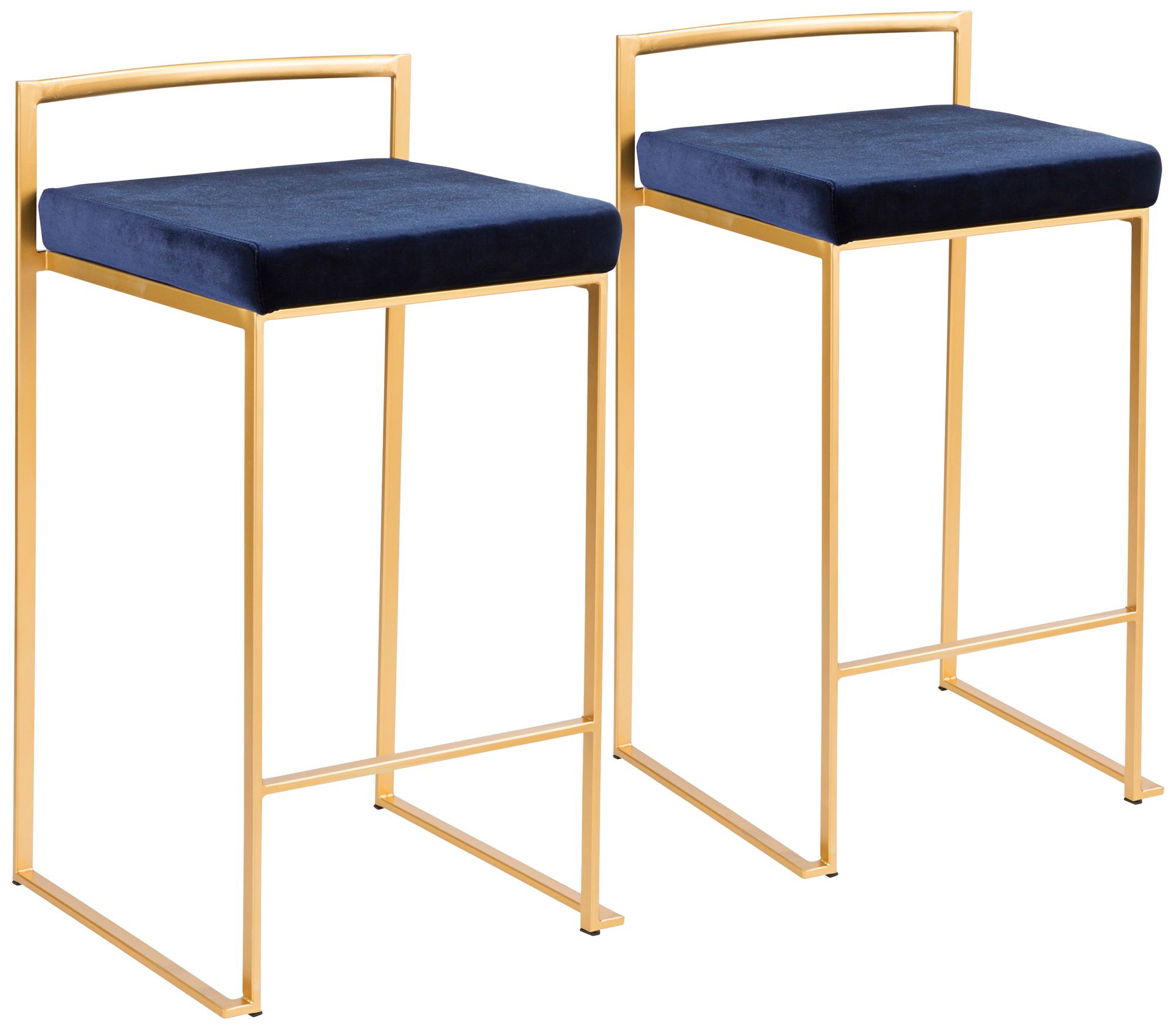 Fuji 27" Blue Velvet Stackable Counter Stools Set of 2 60G21 Lamps Plus