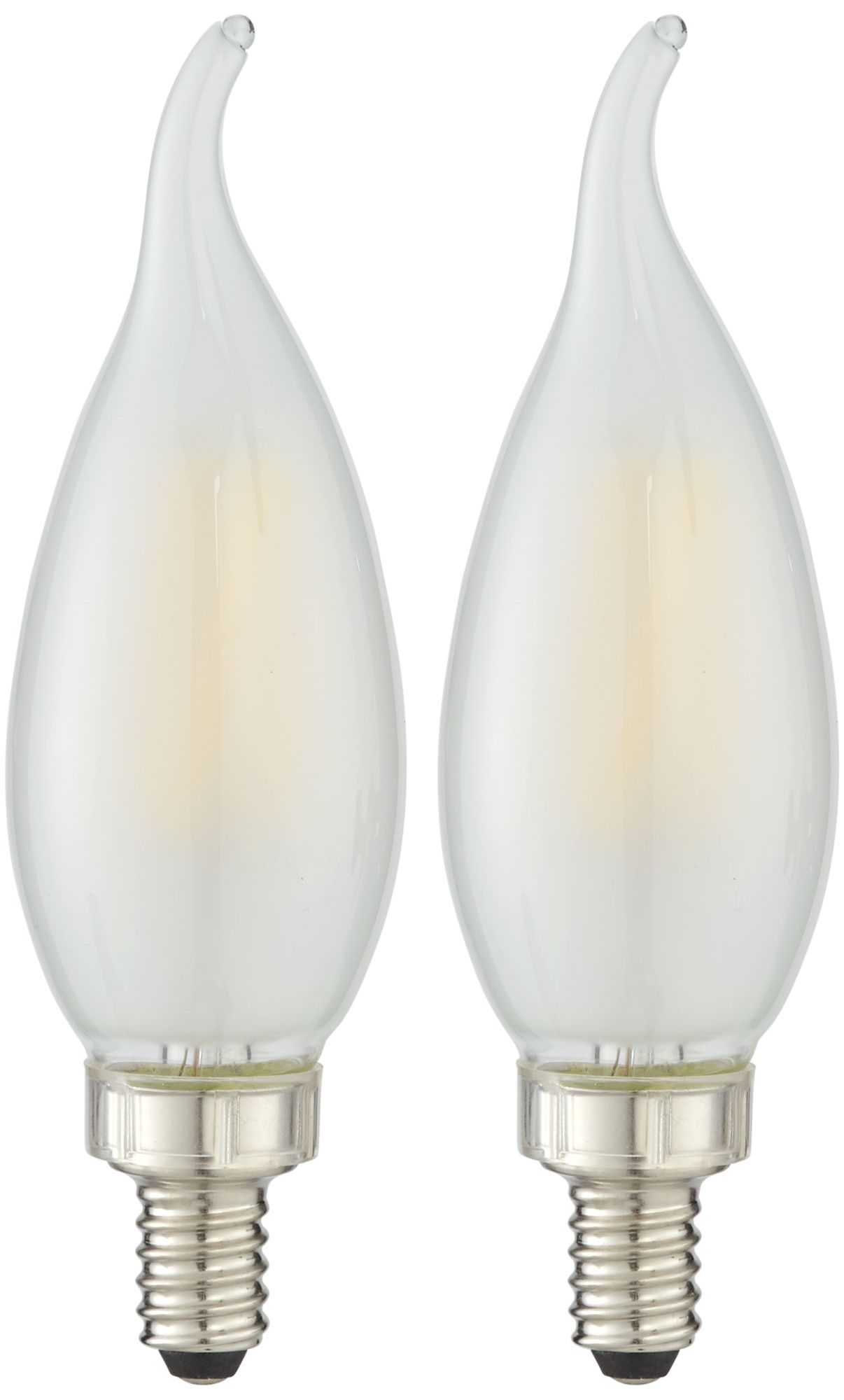 40W Equivalent Milky Glass Flame Tip 4W LED Candelabra Bulbs 61A31 Lamps Plus