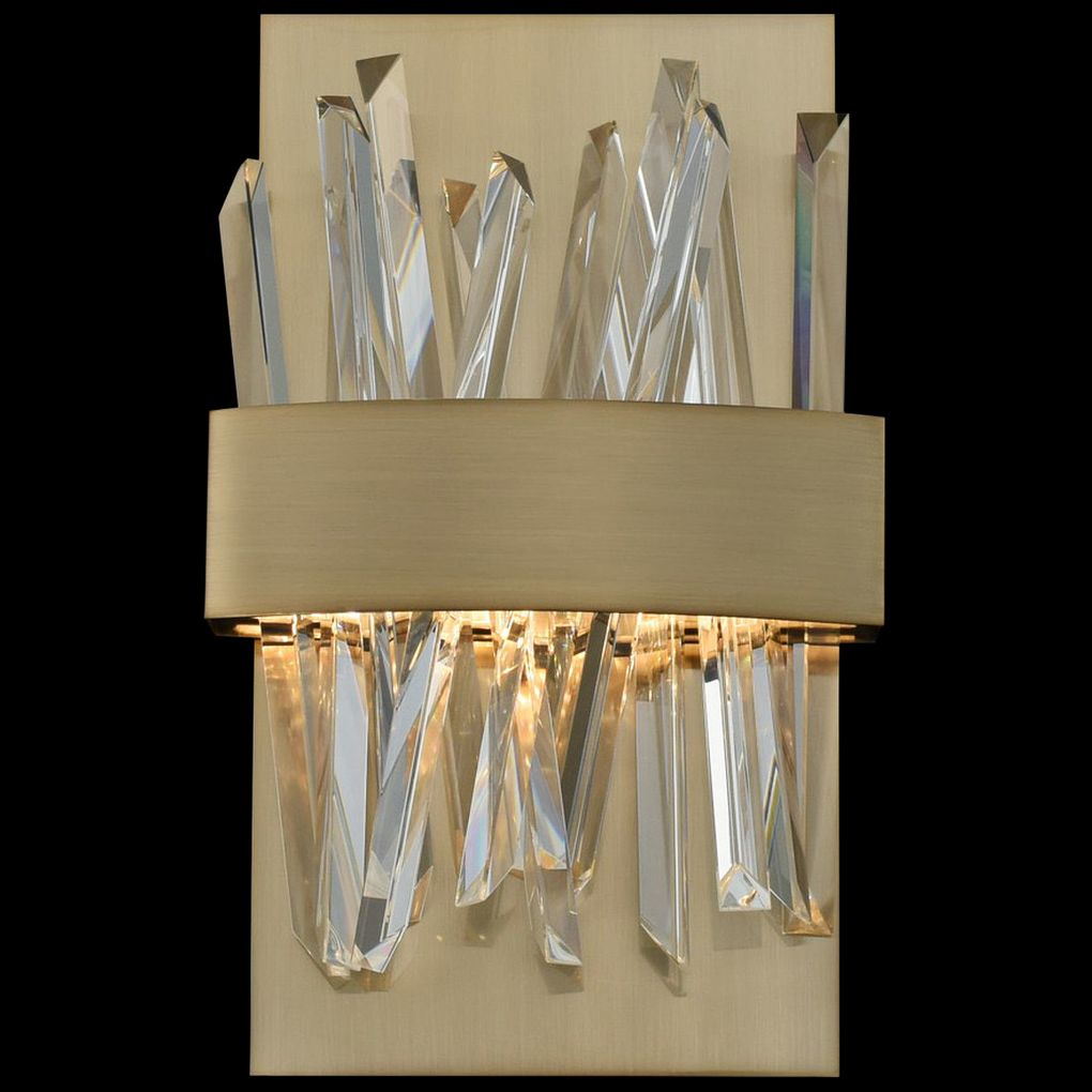 Allegri Glacier 12" High Champagne Gold LED Crystal Wall Sconce