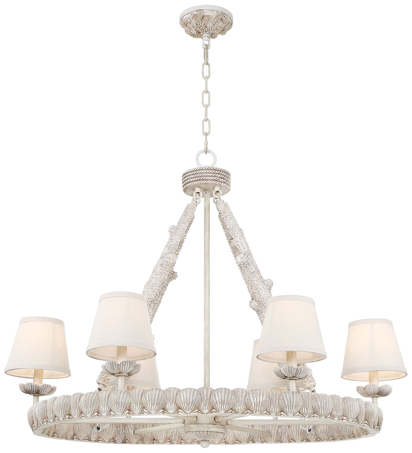 SeaShells 36" Wide Antique 6Light Oval Chandelier 61K23 Lamps Plus
